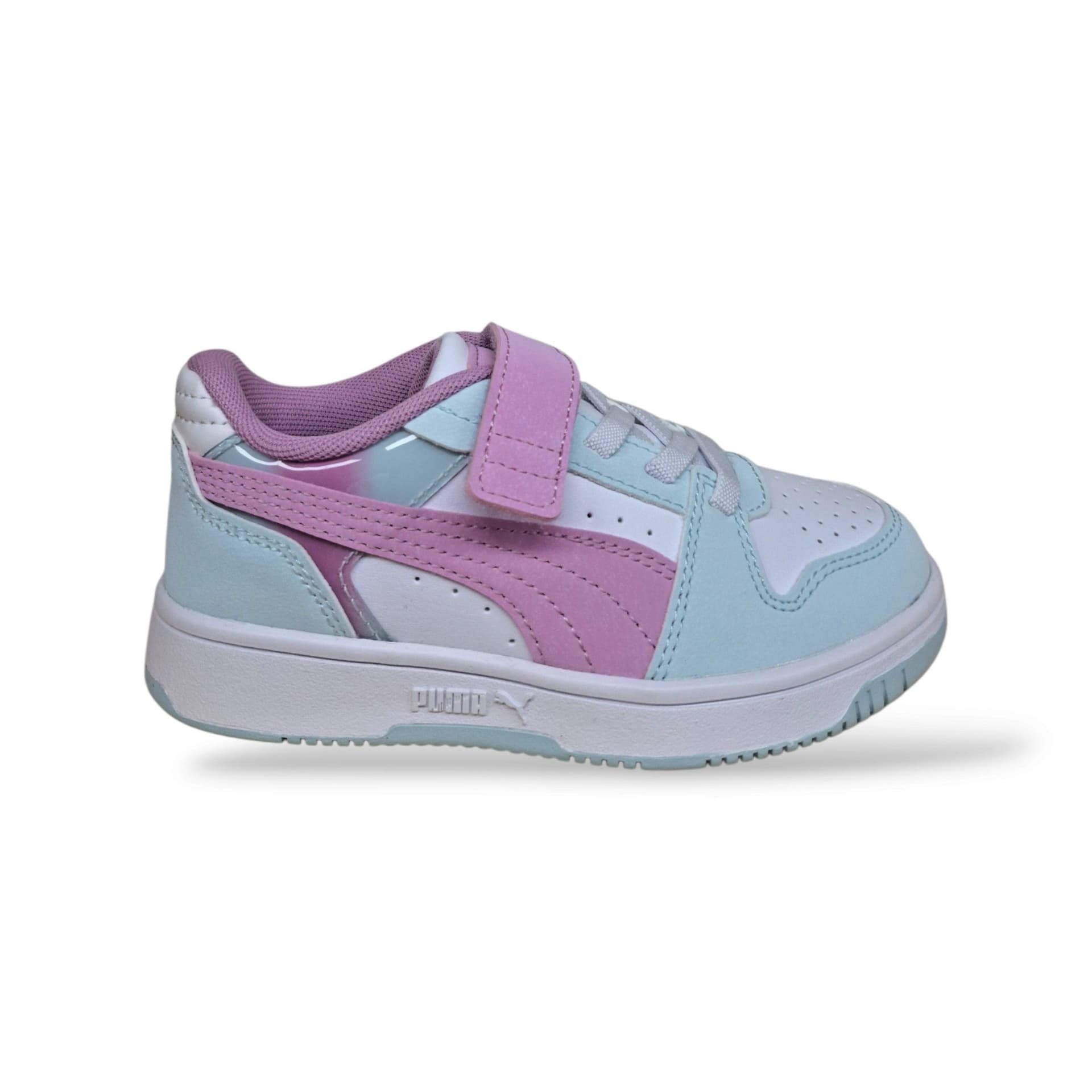 Puma Rebound 407469 Sneakers Basse Bambine Celeste Rosa Bianco | Pelle Laccio Elastico Velcro Basket Retrò Femminile Comoda Scuola Back to School | Taglie 20-35 | Scarpetteria Gica - 6