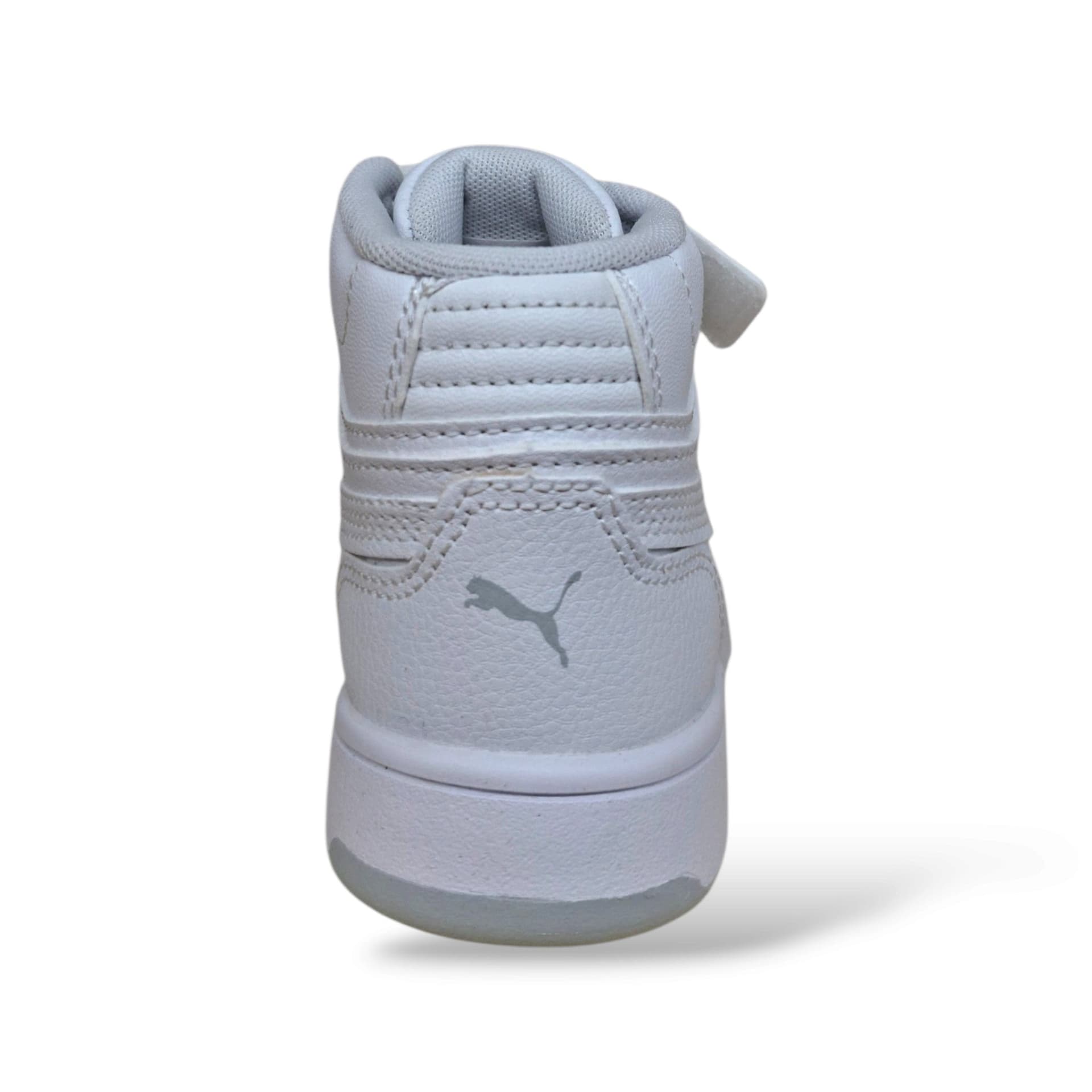 Puma Rebound 408802 Sneakers Bambini Ragazzi Bianco | Pelle Alta Basket Total White Laccio Elastico Velcro Pulito Luminoso Versatile Sportivo Quotidiano Autonomia Back to School | Taglie 28-35 | Scarpetteria Gica - 3