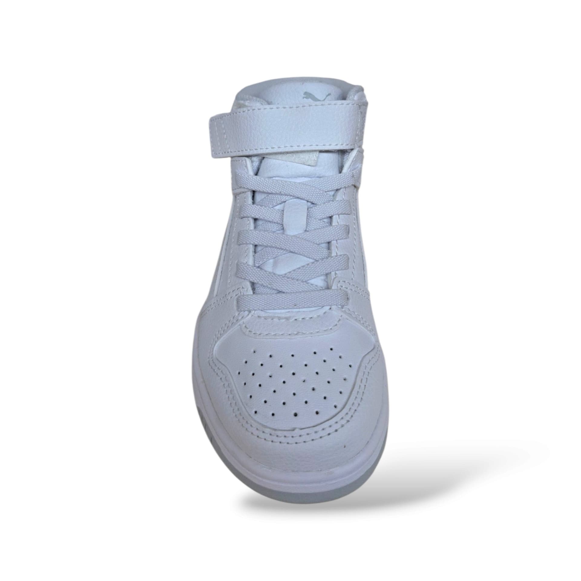 Puma Rebound 408802 Sneakers Bambini Ragazzi Bianco | Pelle Alta Basket Total White Laccio Elastico Velcro Pulito Luminoso Versatile Sportivo Quotidiano Autonomia Back to School | Taglie 28-35 | Scarpetteria Gica - 4