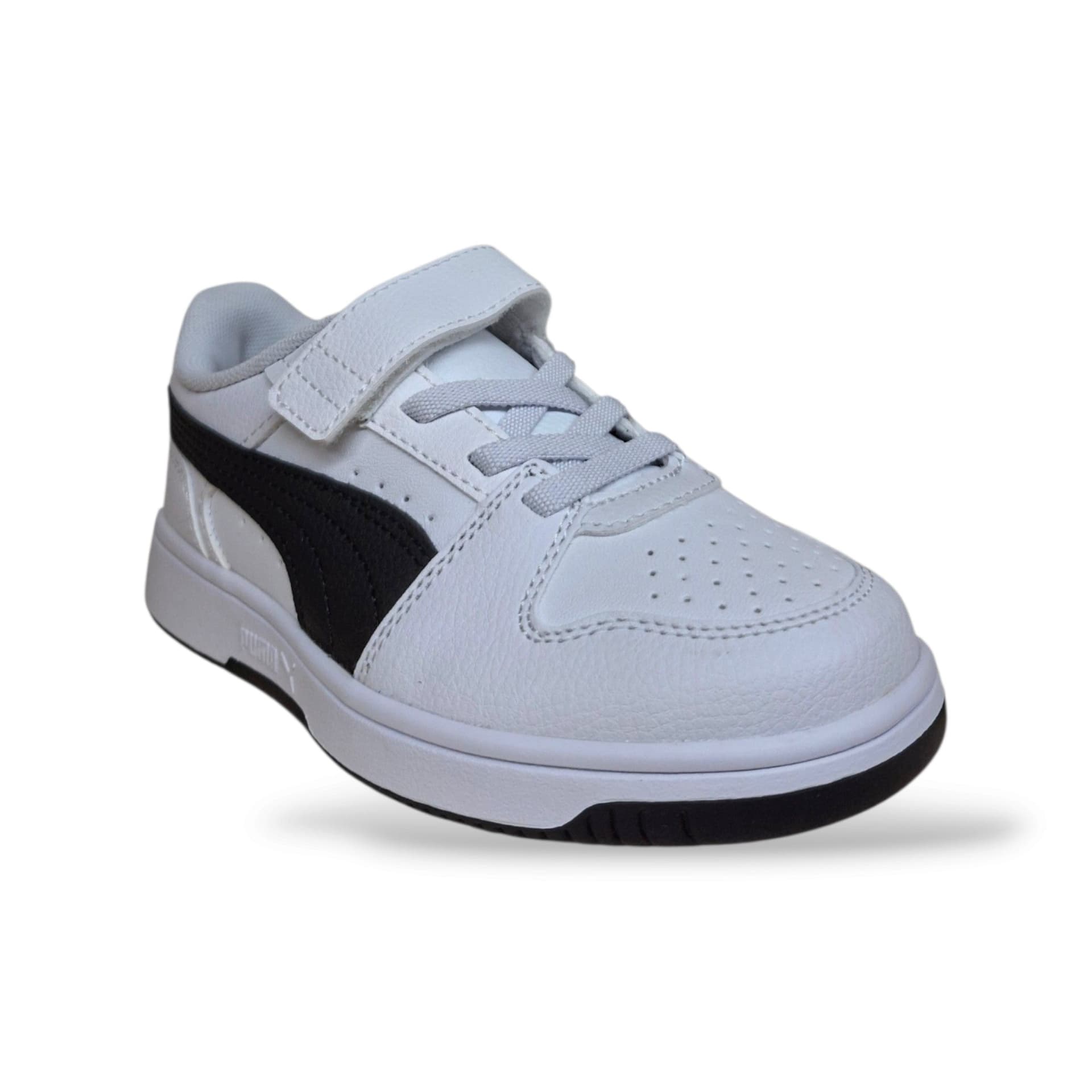 Puma Rebound 408295 Sneakers Bambini Ragazzi Bianco Nero | Pelle Alta Basket Classico Laccio Elastico Velcro Pratico Autonomia Sportivo Versatile Quotidiano Scuola Back to School | Taglie 28-35 | Scarpetteria Gica - 2