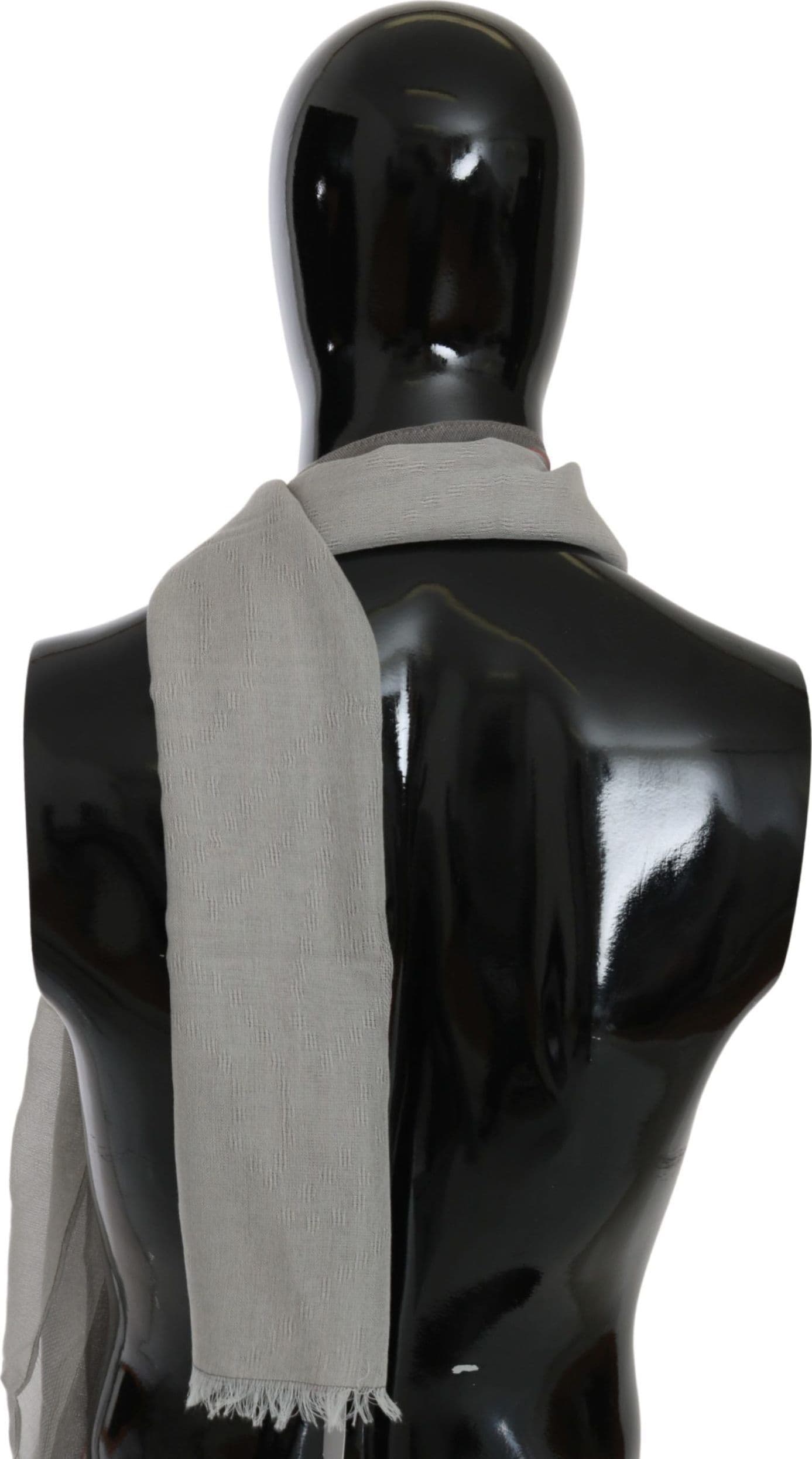 Costume National Gray Fringe Neck Wrap Cotton Scarf - 2