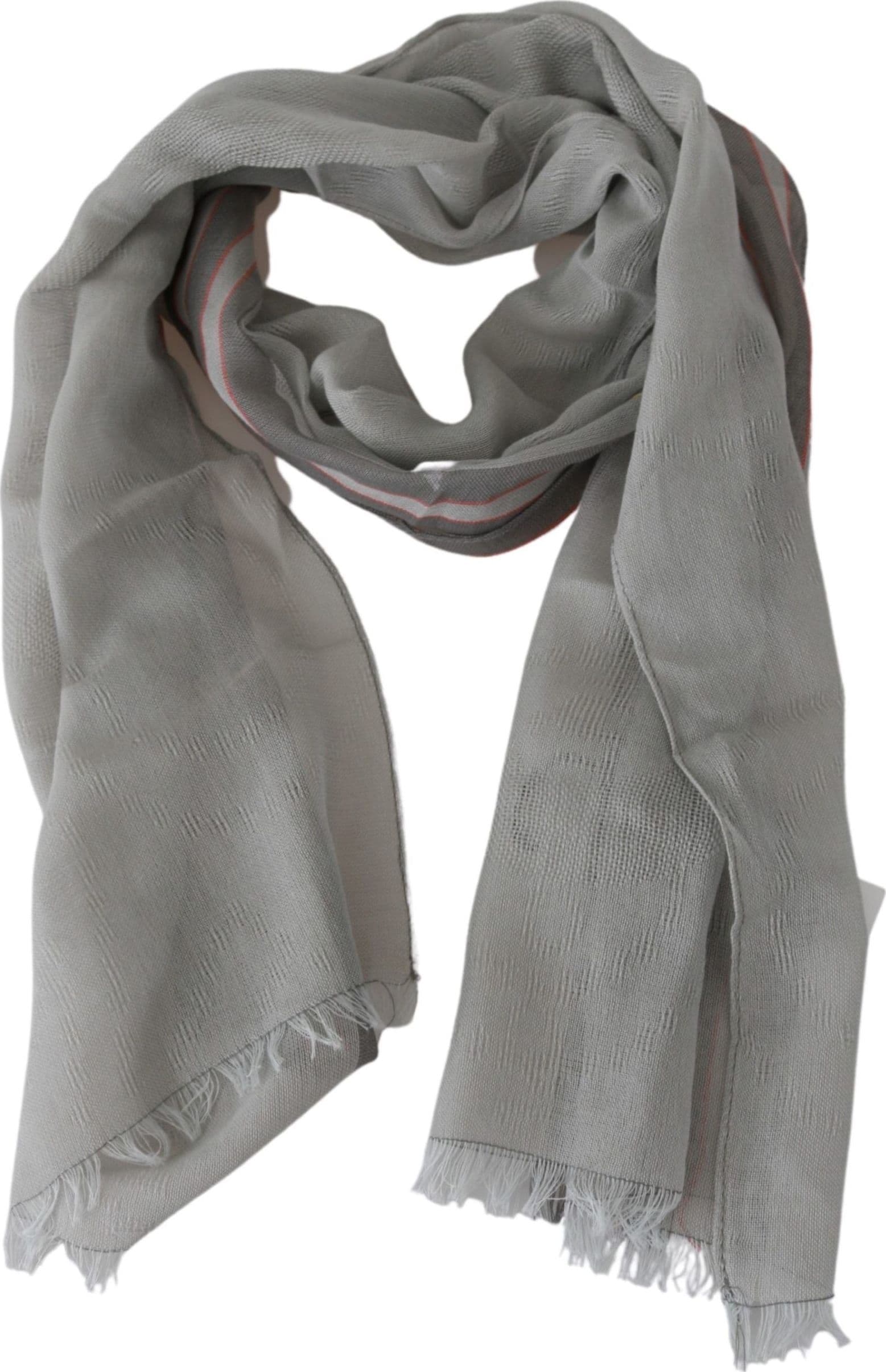 Costume National Gray Fringe Neck Wrap Cotton Scarf - 5