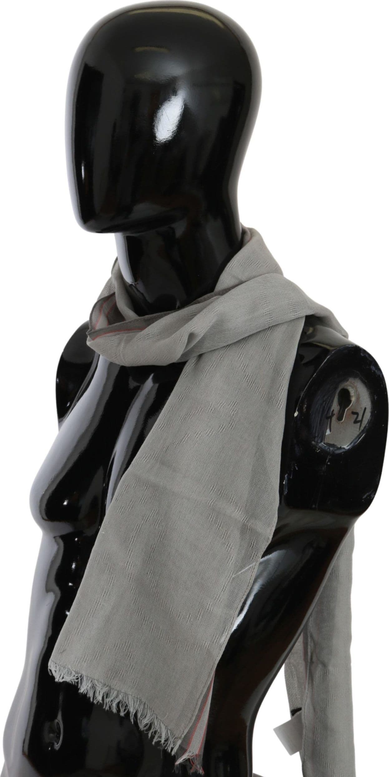 Costume National Gray Fringe Neck Wrap Cotton Scarf - 6