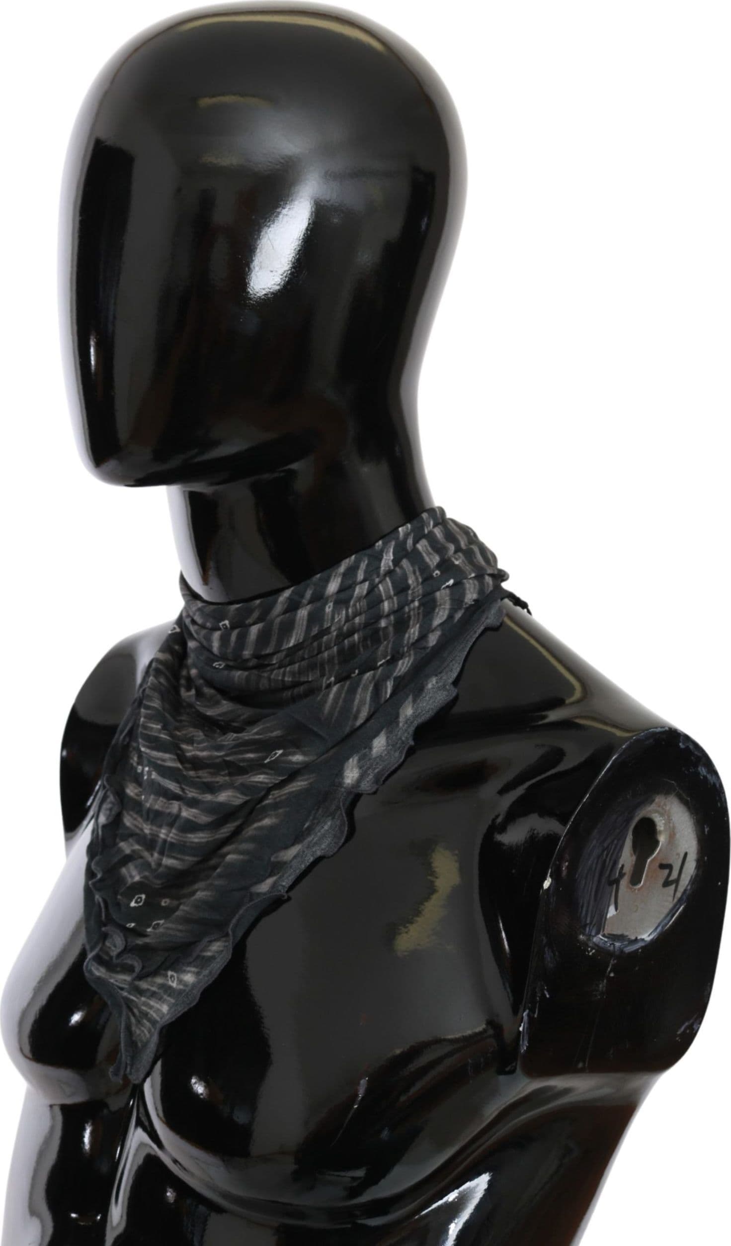 Costume National Black Gray Viscose Foulard Branded Scarf - 2