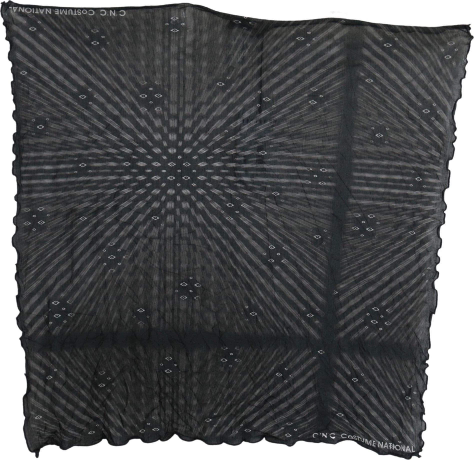 Costume National Black Gray Viscose Foulard Branded Scarf - 5