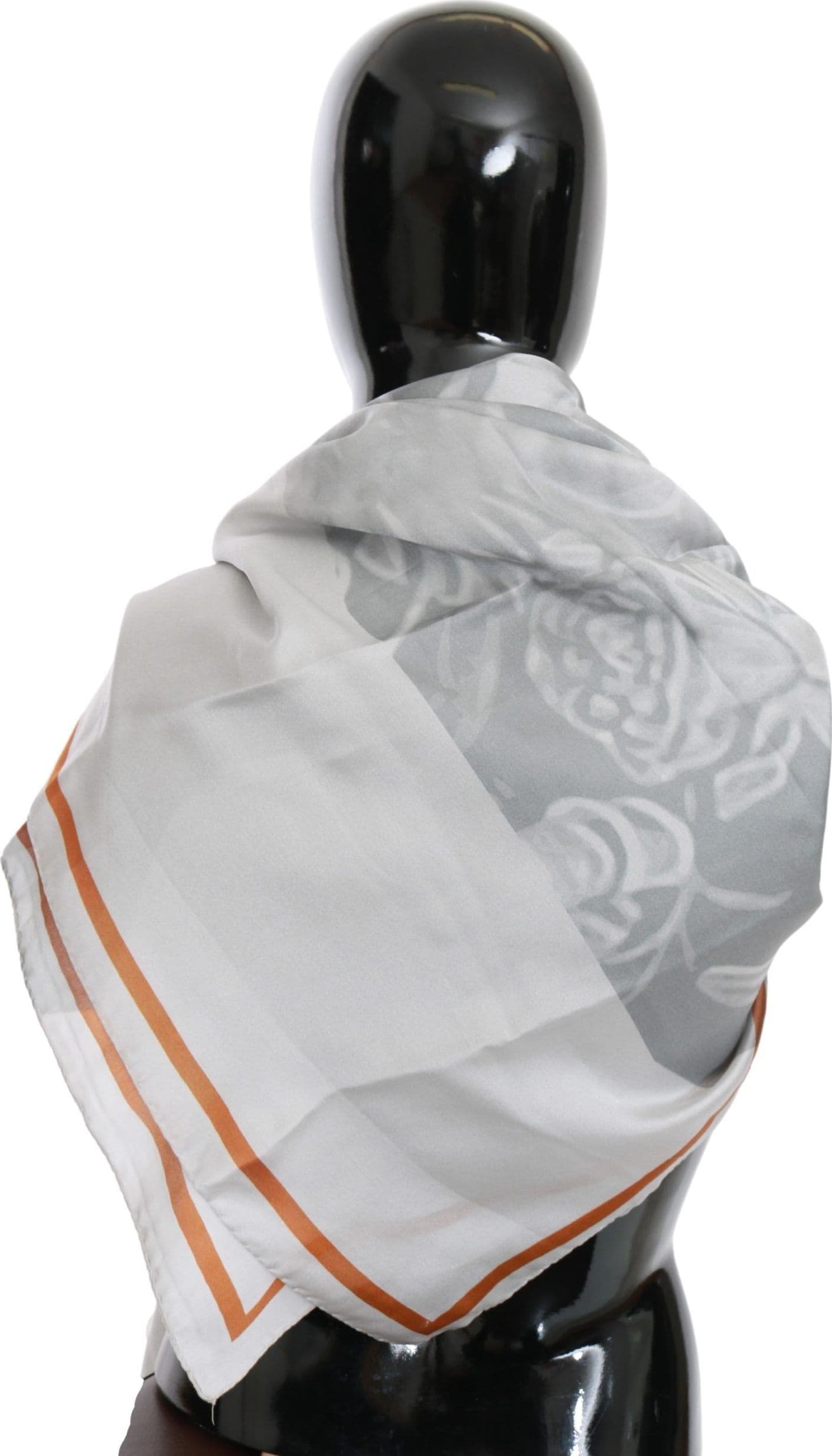 Costume National Gray Red Silk Shawl Foulard Wrap Scarf - 3