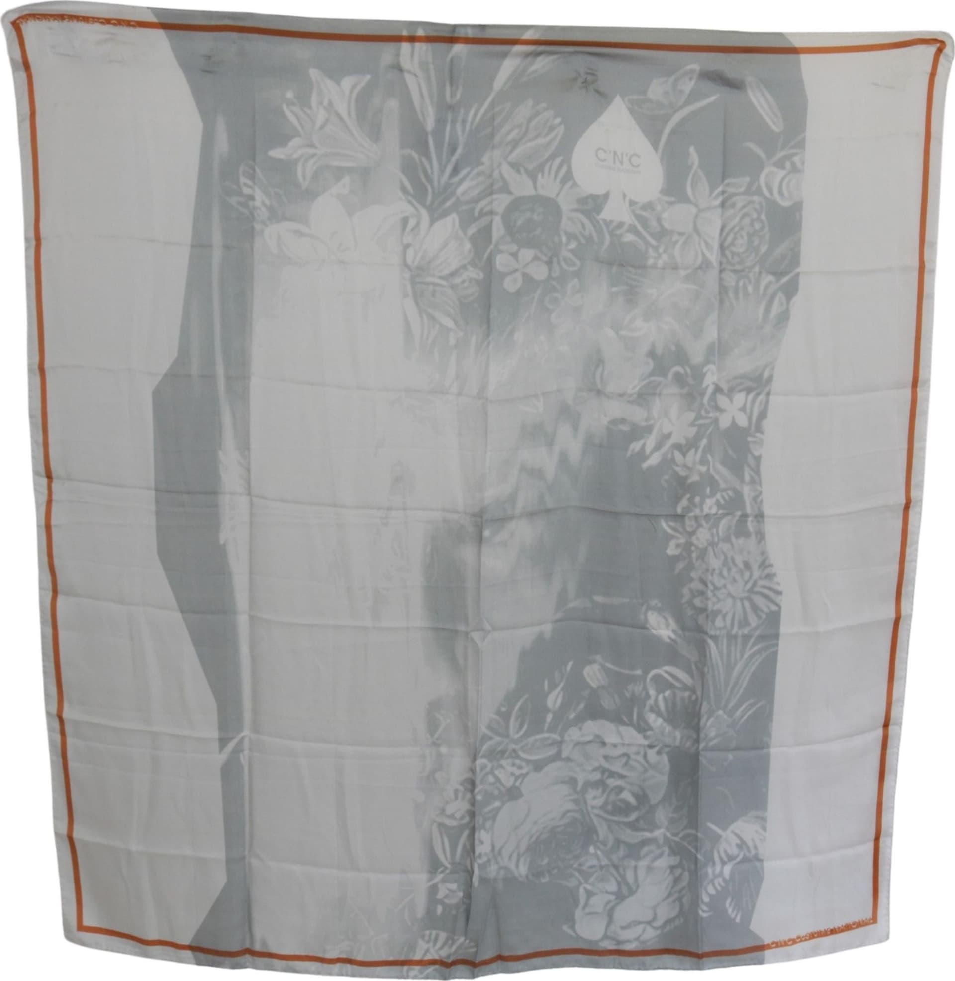 Costume National Gray Red Silk Shawl Foulard Wrap Scarf - 4