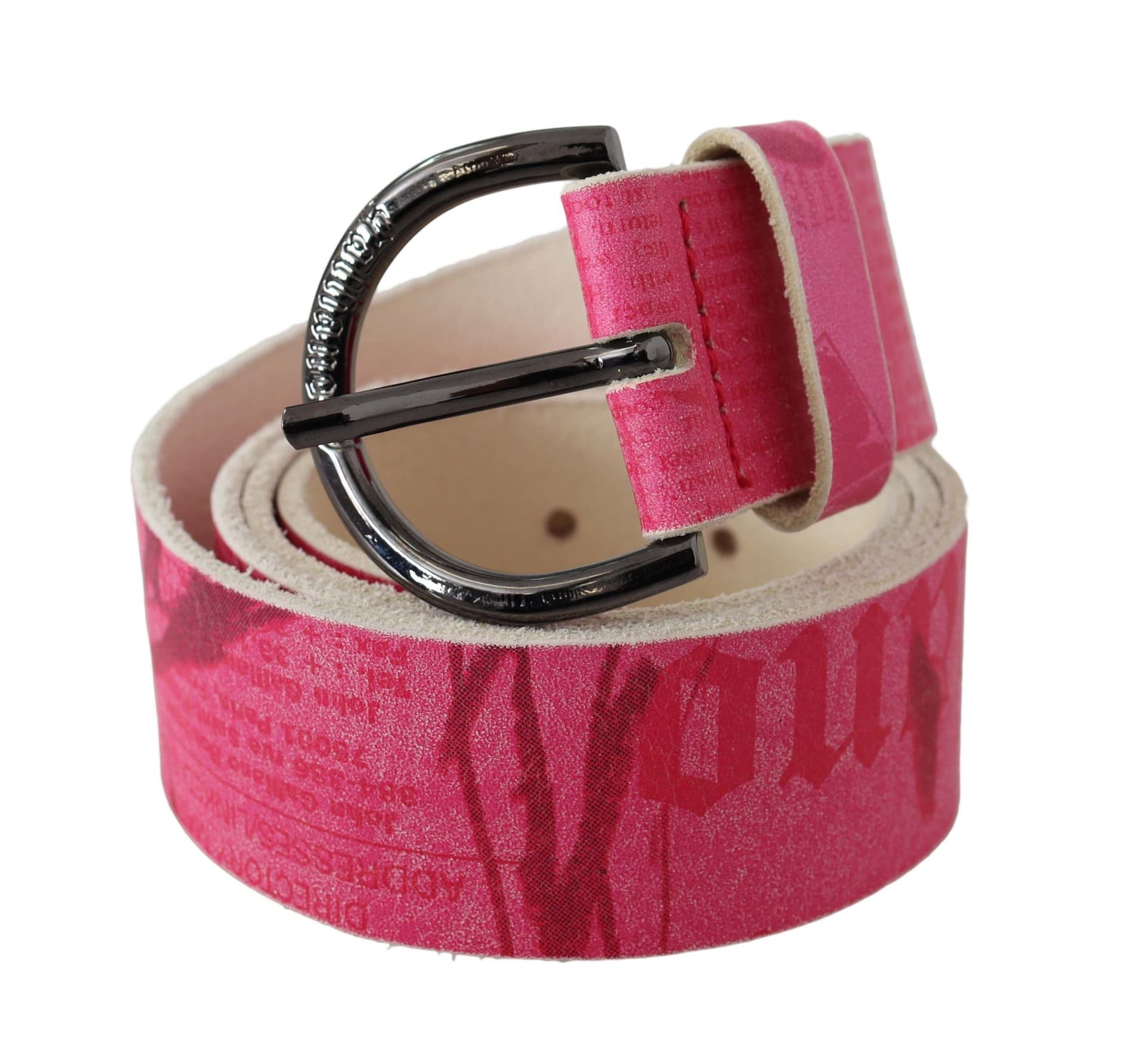 John Galliano Pink Leather Letter Logo Design Round Buckle Belt - 2