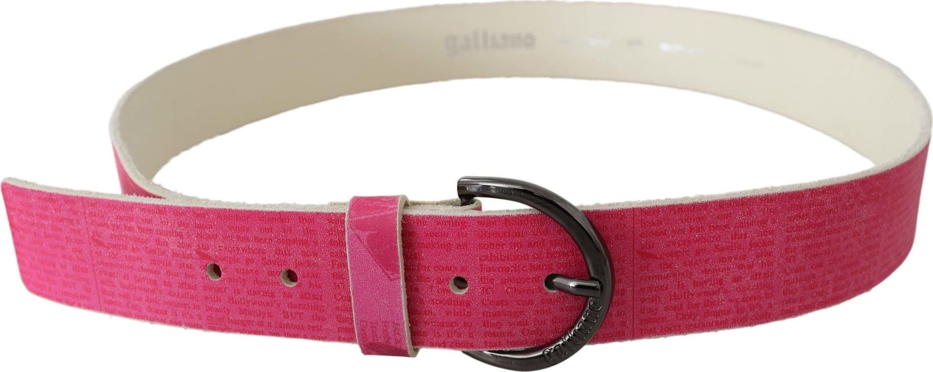 John Galliano Pink Leather Letter Logo Design Round Buckle Belt - 3