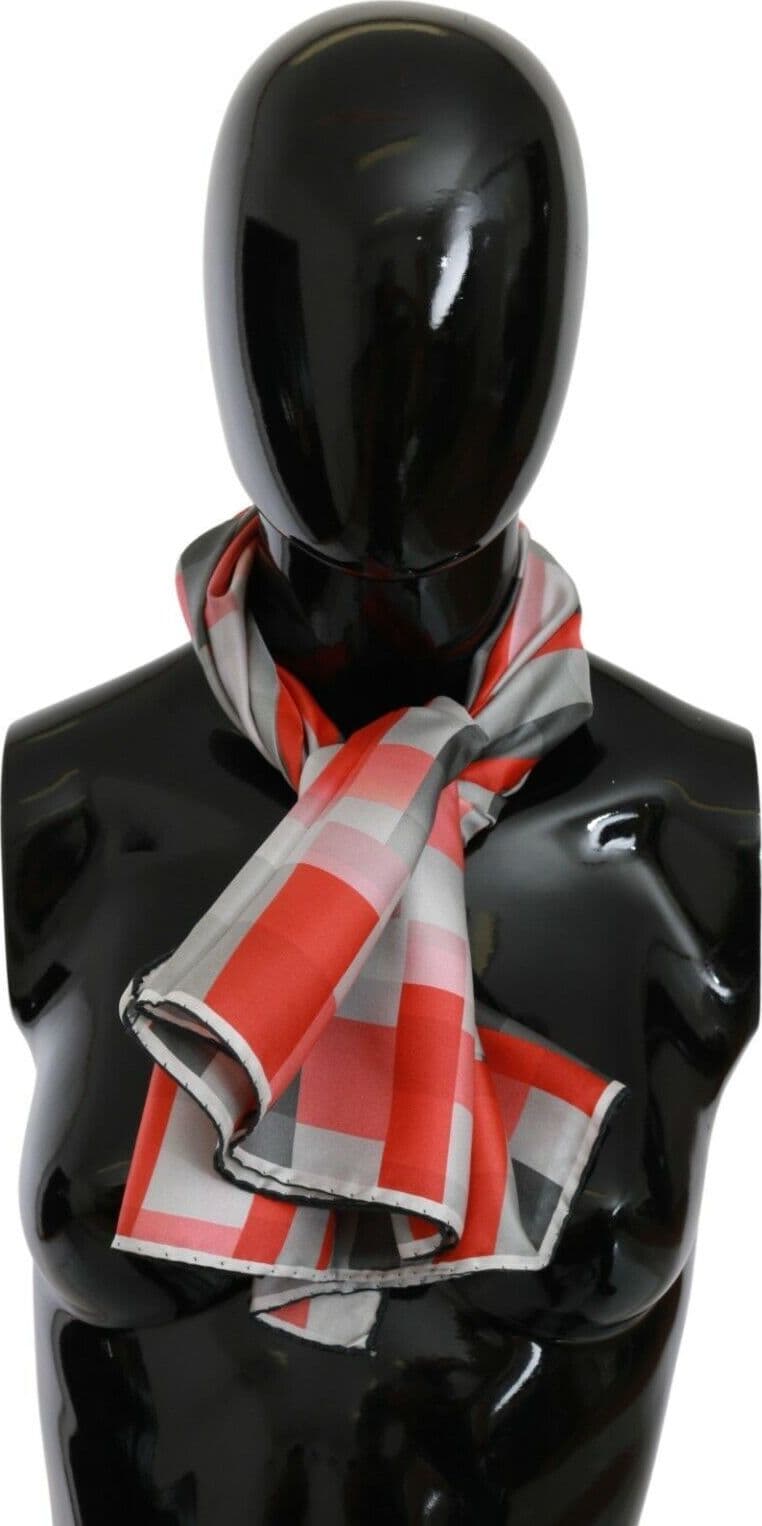 Costume National Gray Red Silk Shawl Foulard Wrap  Scarf - 4