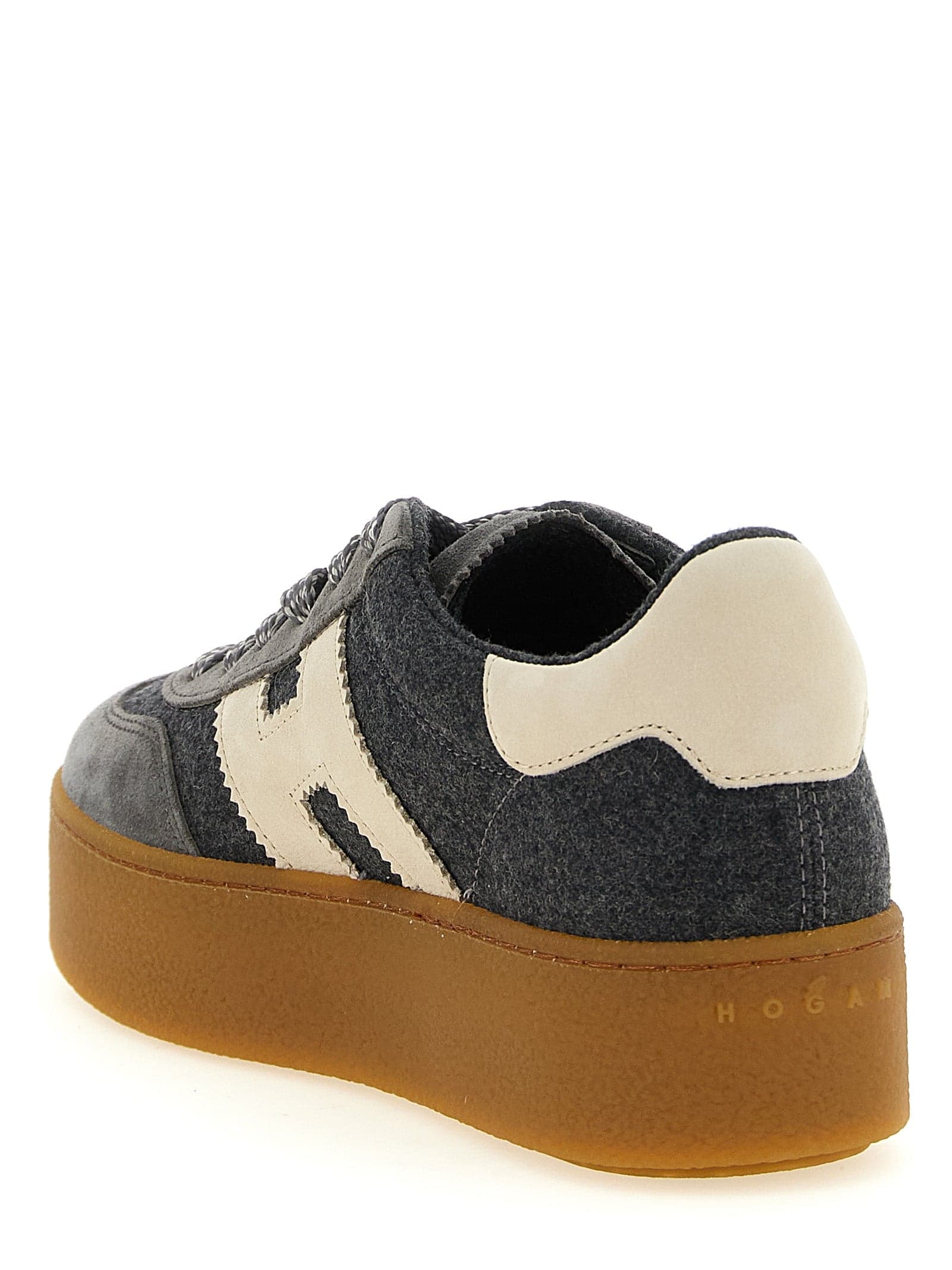 Hogan Gray Wool Platform Sneakers - 3