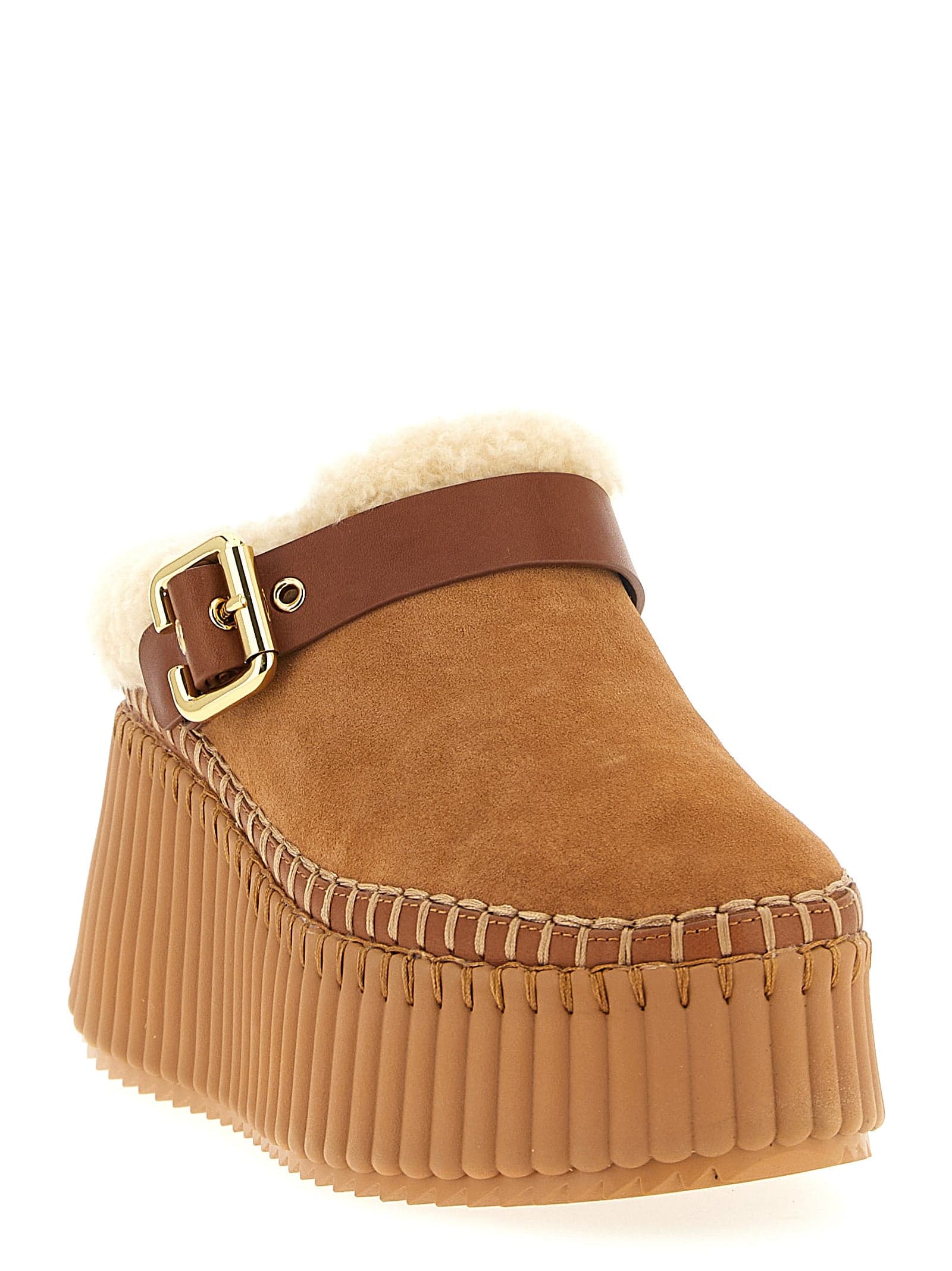 Chloé Brown Cowhide Wedge Sandals - 2