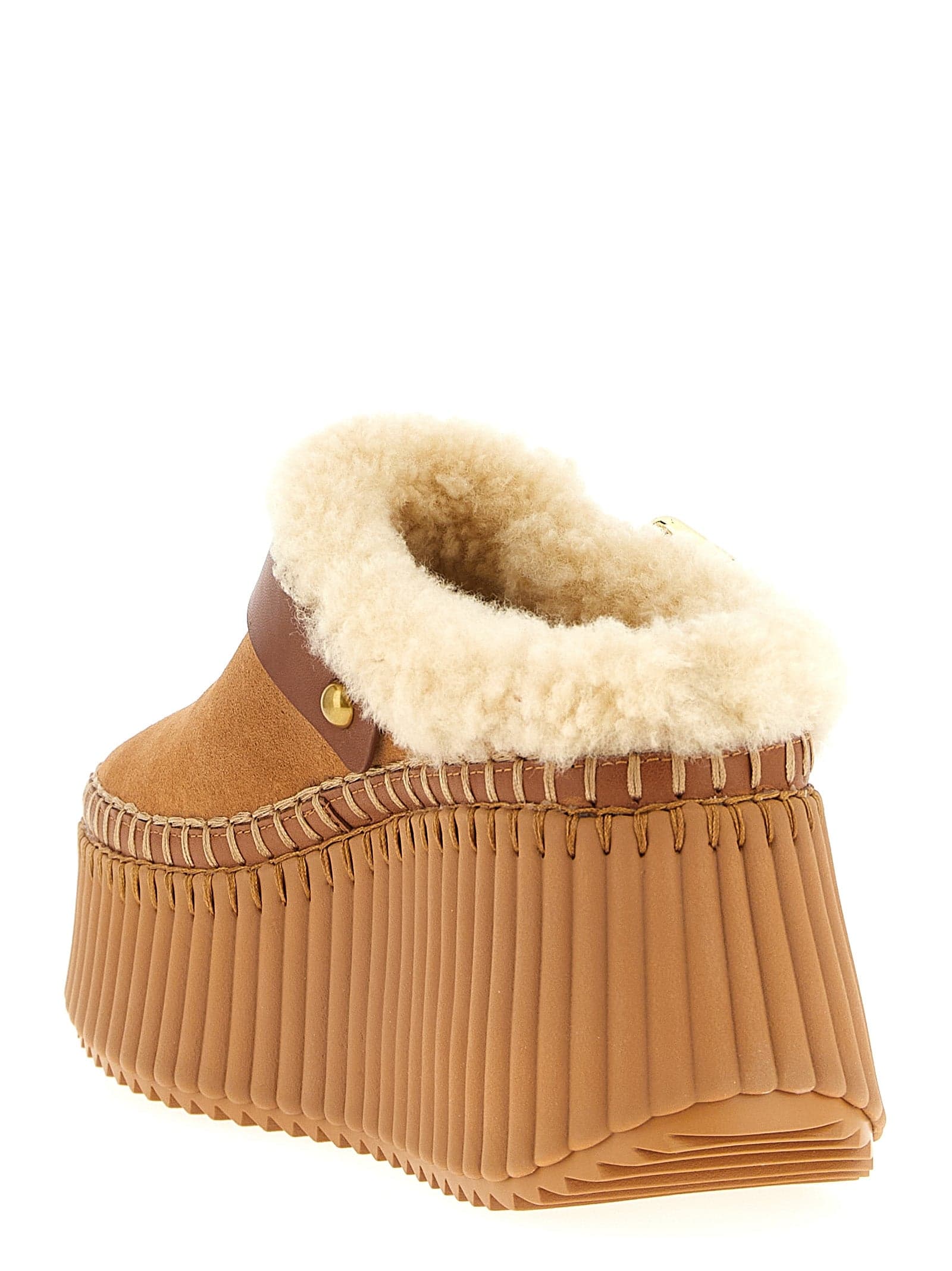Chloé Brown Cowhide Wedge Sandals - 3