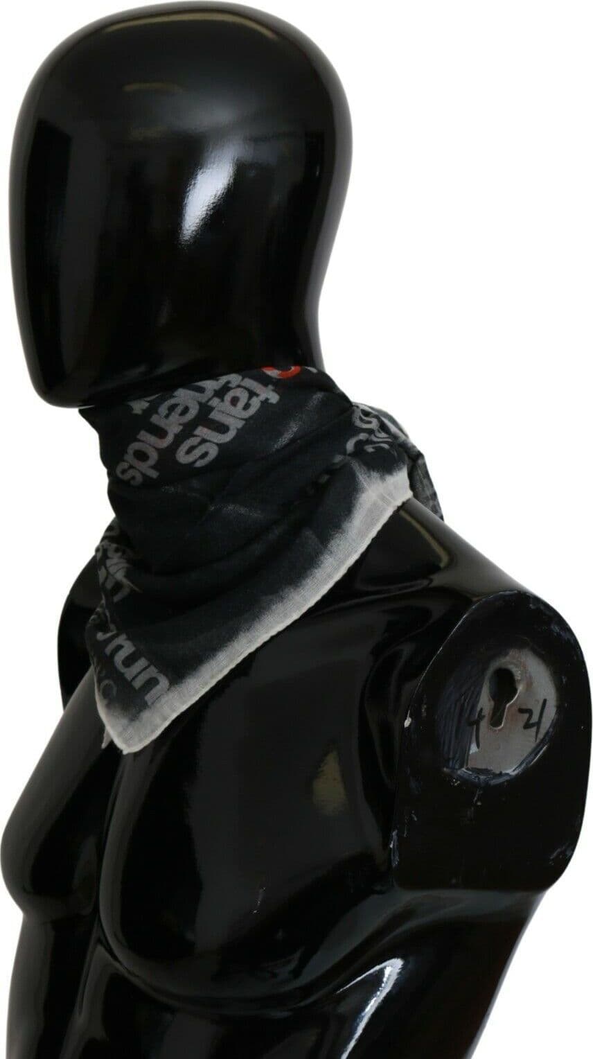 Costume National Dark Gray Wool Foulard Branded Scarf - 3