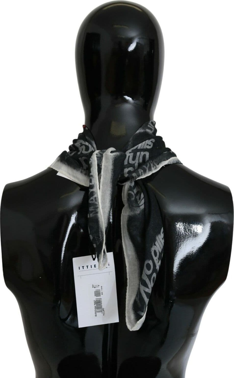 Costume National Dark Gray Wool Foulard Branded Scarf - 4