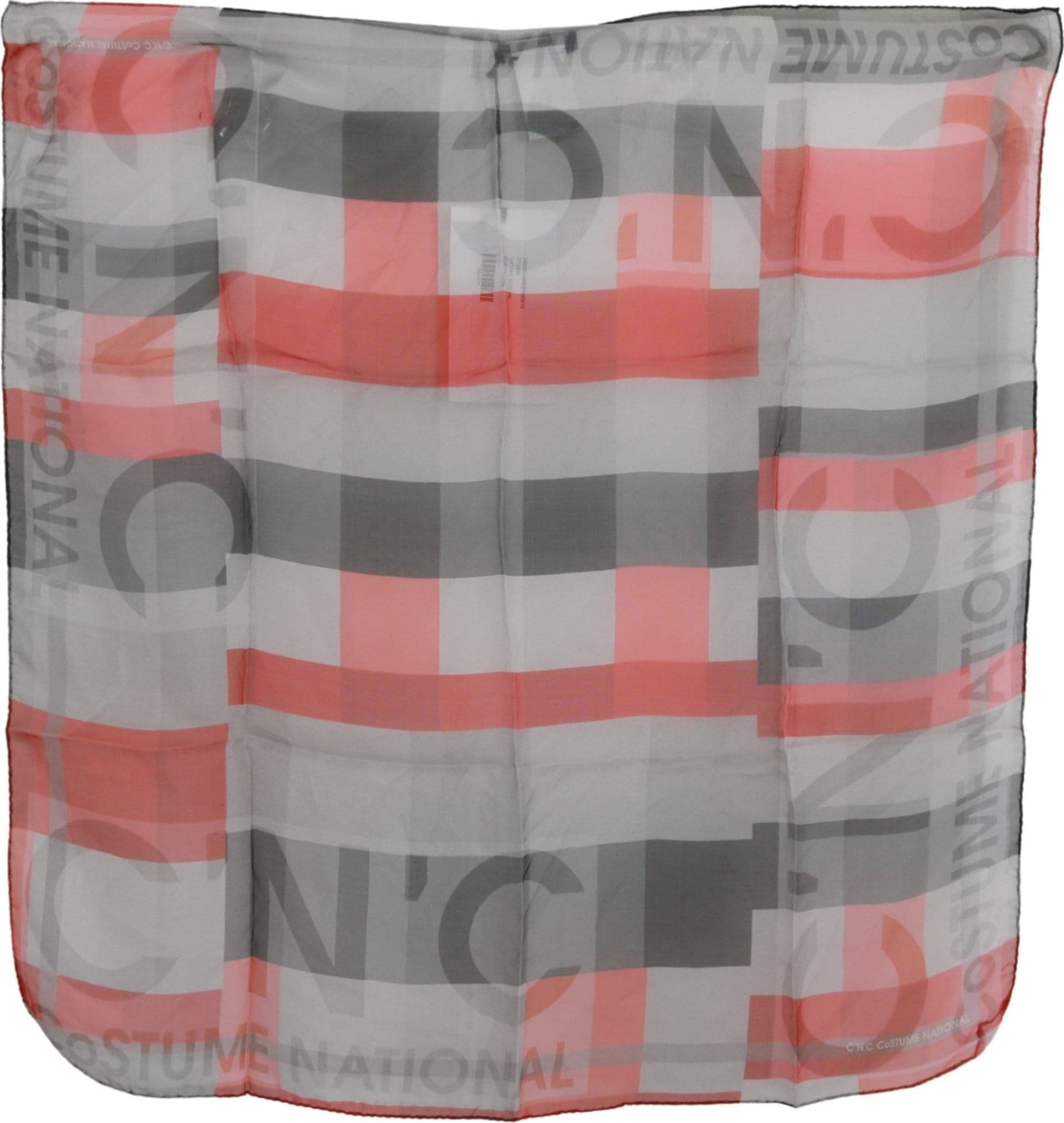 Costume National Red 100% Silk Branded Gray Scarf - 3
