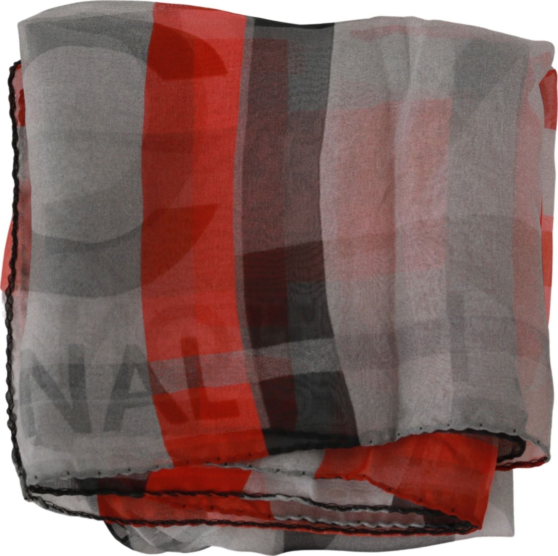 Costume National Red 100% Silk Branded Gray Scarf - 4