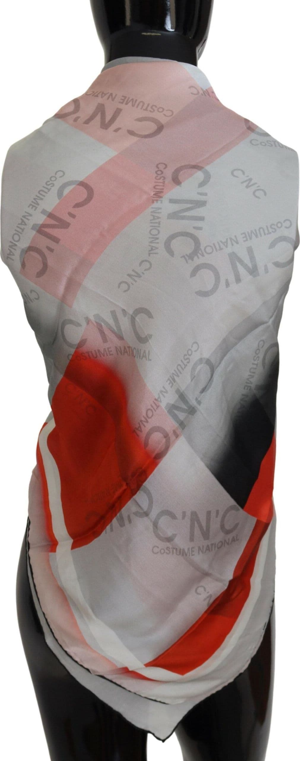 Costume National Gray Red Shawl Foulard Wrap Scarf - 2