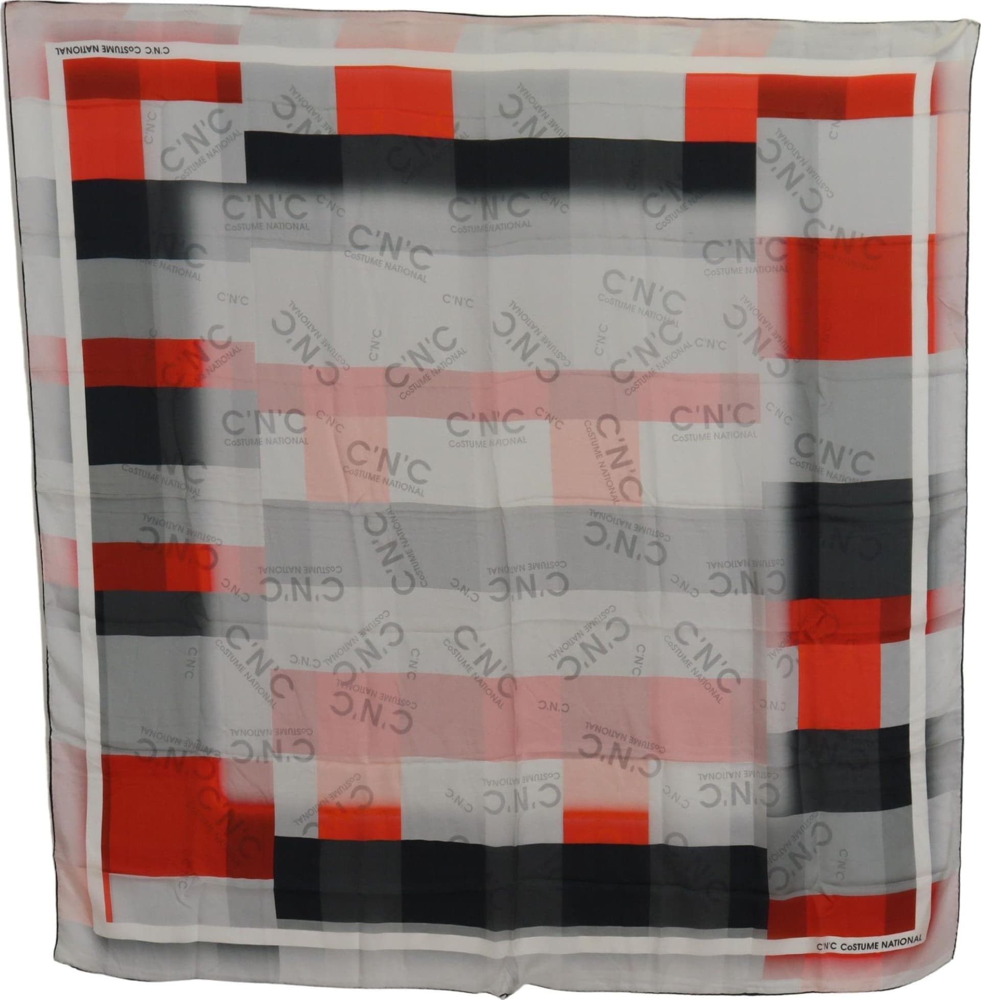 Costume National Gray Red Shawl Foulard Wrap Scarf - 4