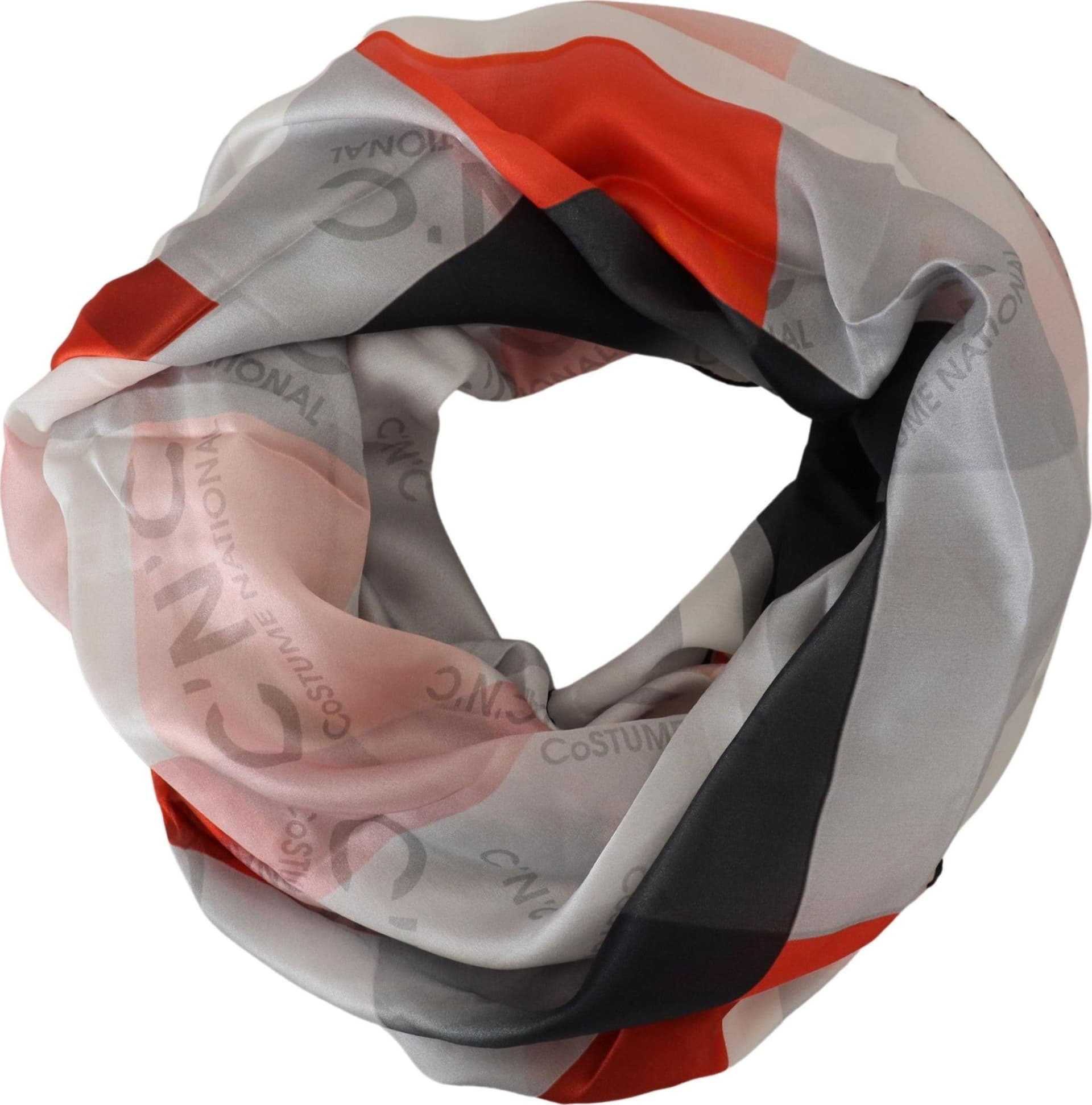 Costume National Gray Red Shawl Foulard Wrap Scarf - 5