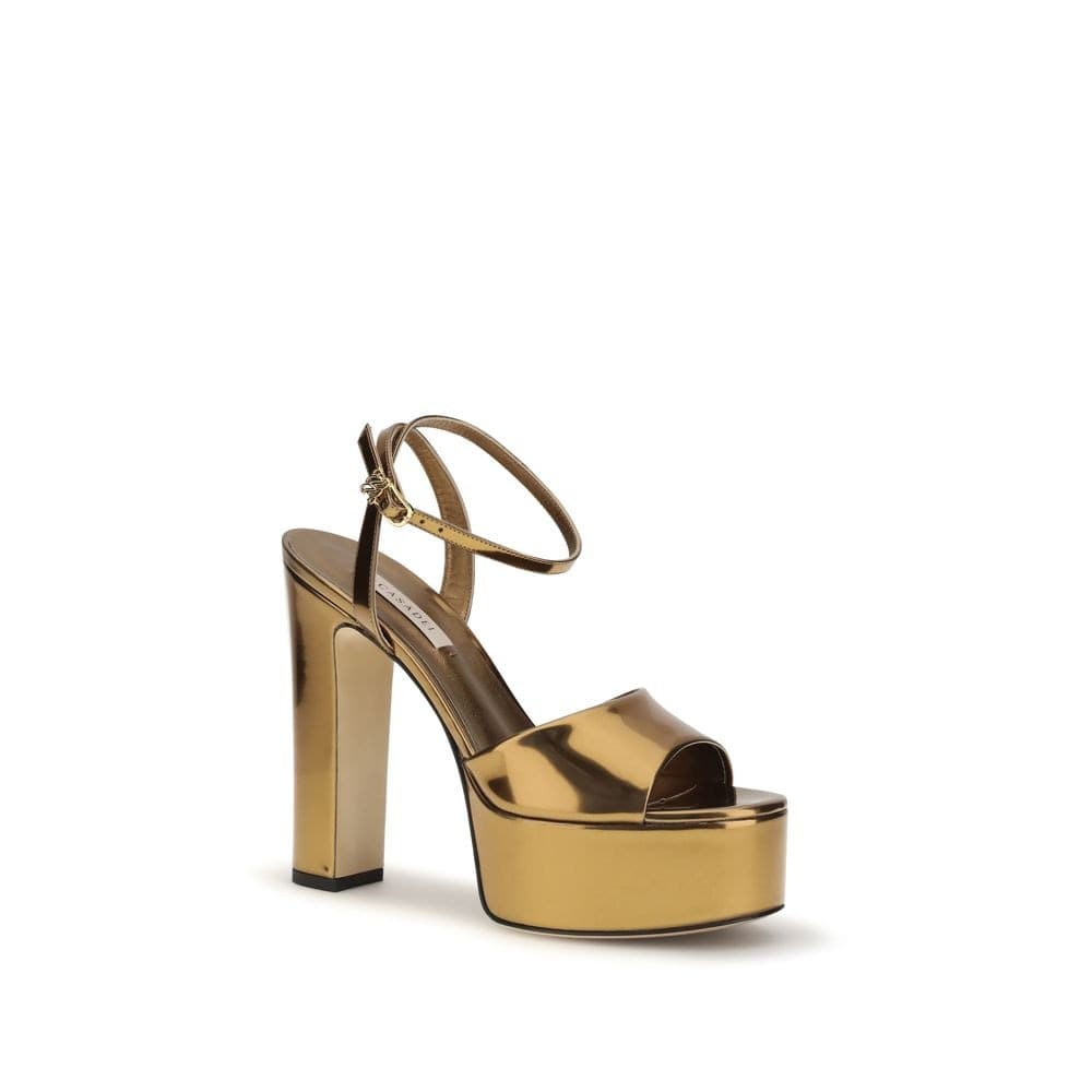 Casadei Gold Polyester Platform Sandals - 2
