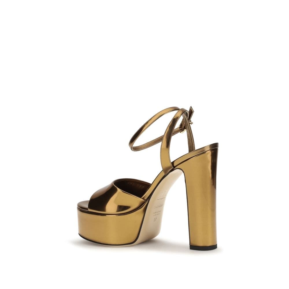 Casadei Gold Polyester Platform Sandals - 3