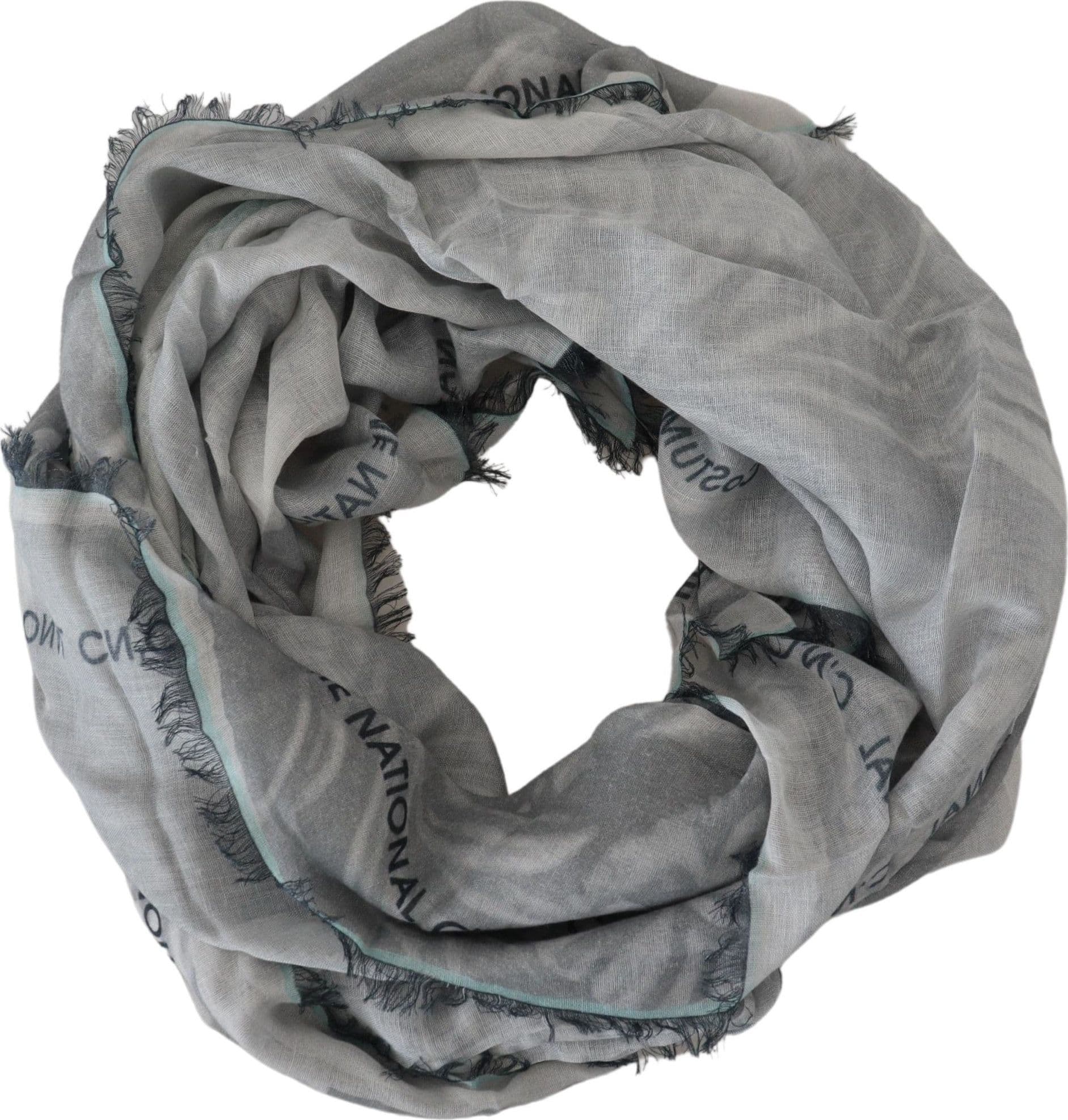 Costume National Gray Print Shawl Foulard Fringes Scarf - 5