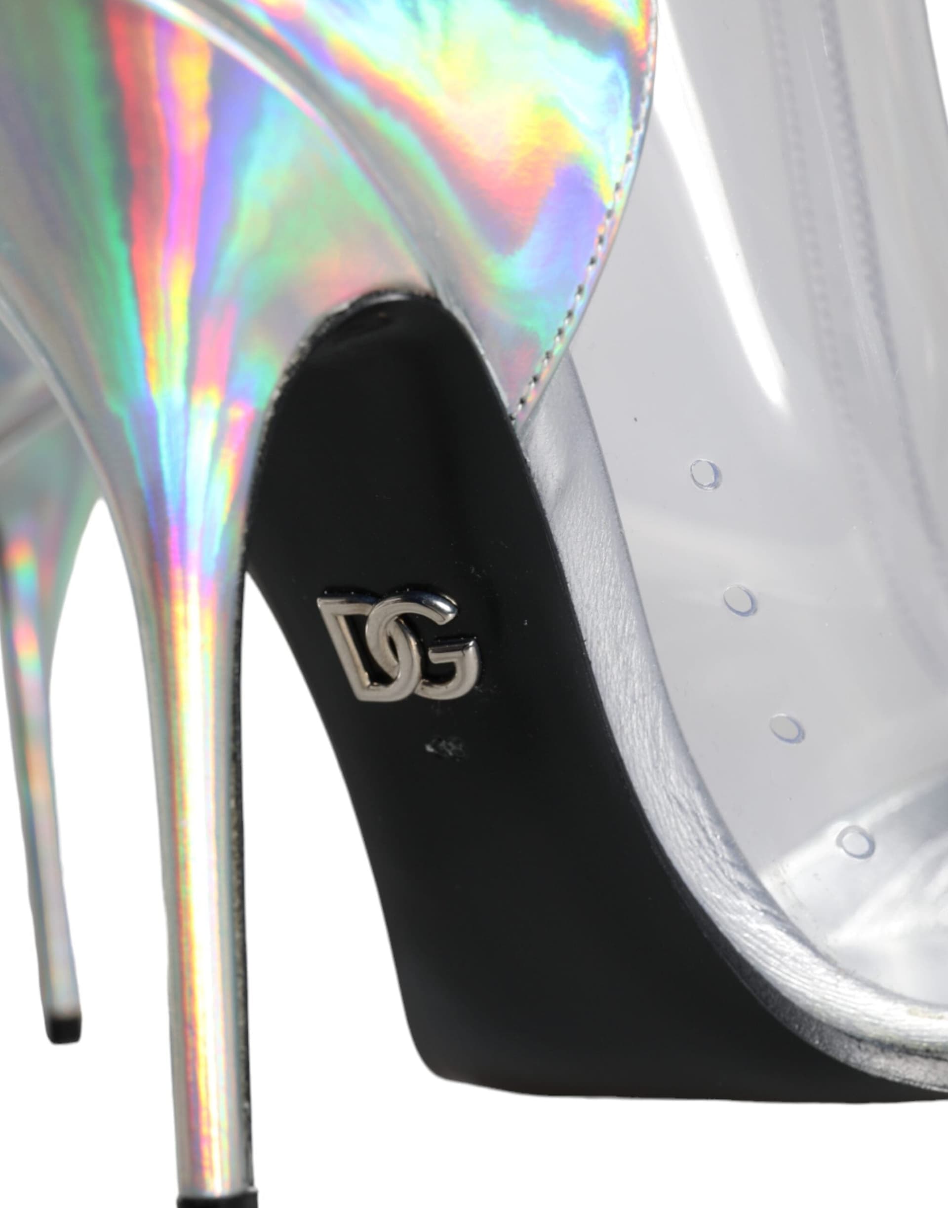 Dolce & Gabbana Silver Iridescent PVC Pointed Short Boots Shoes - 8