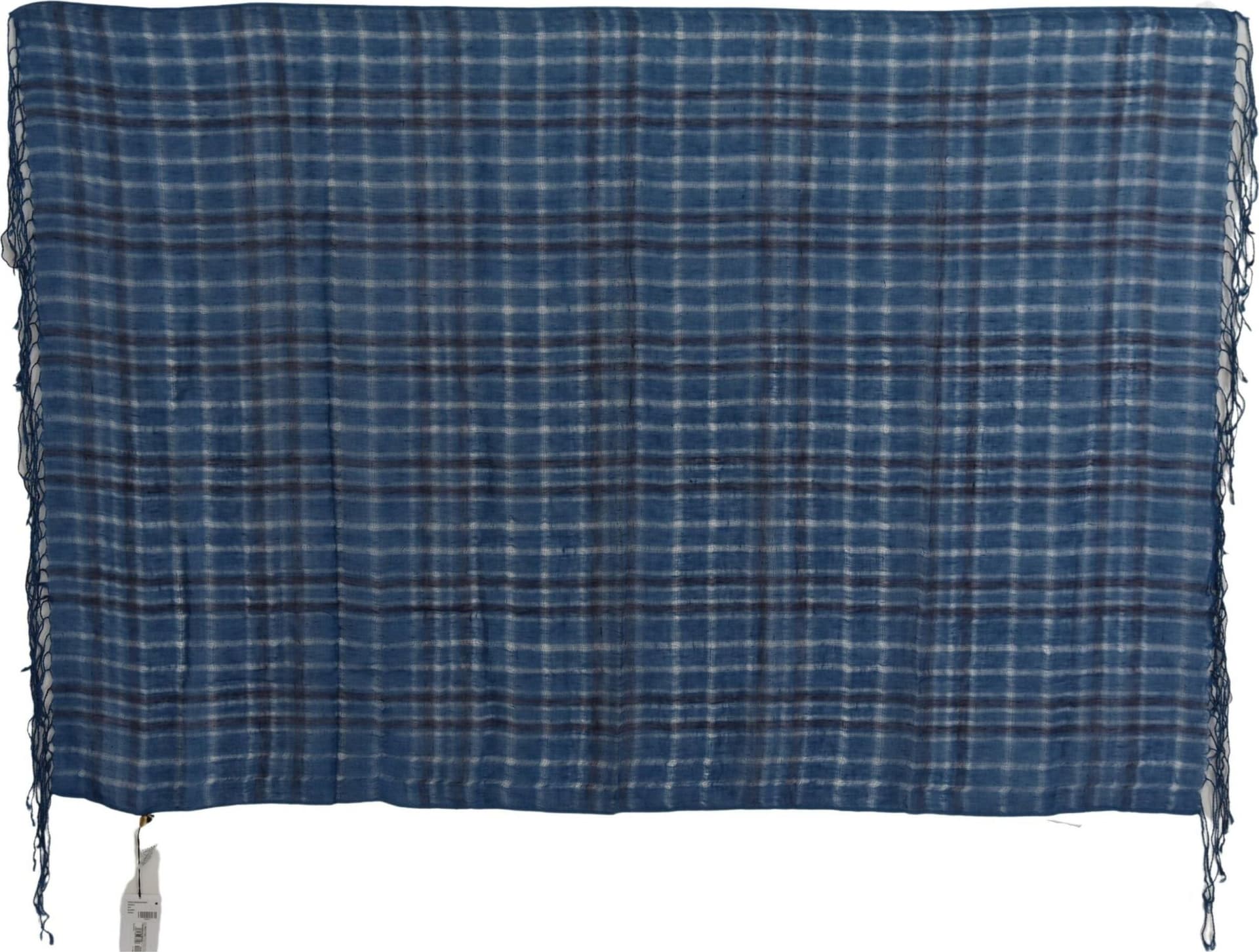 Costume National Blue Linen Shawl Foulard Fringes Scarf - 4