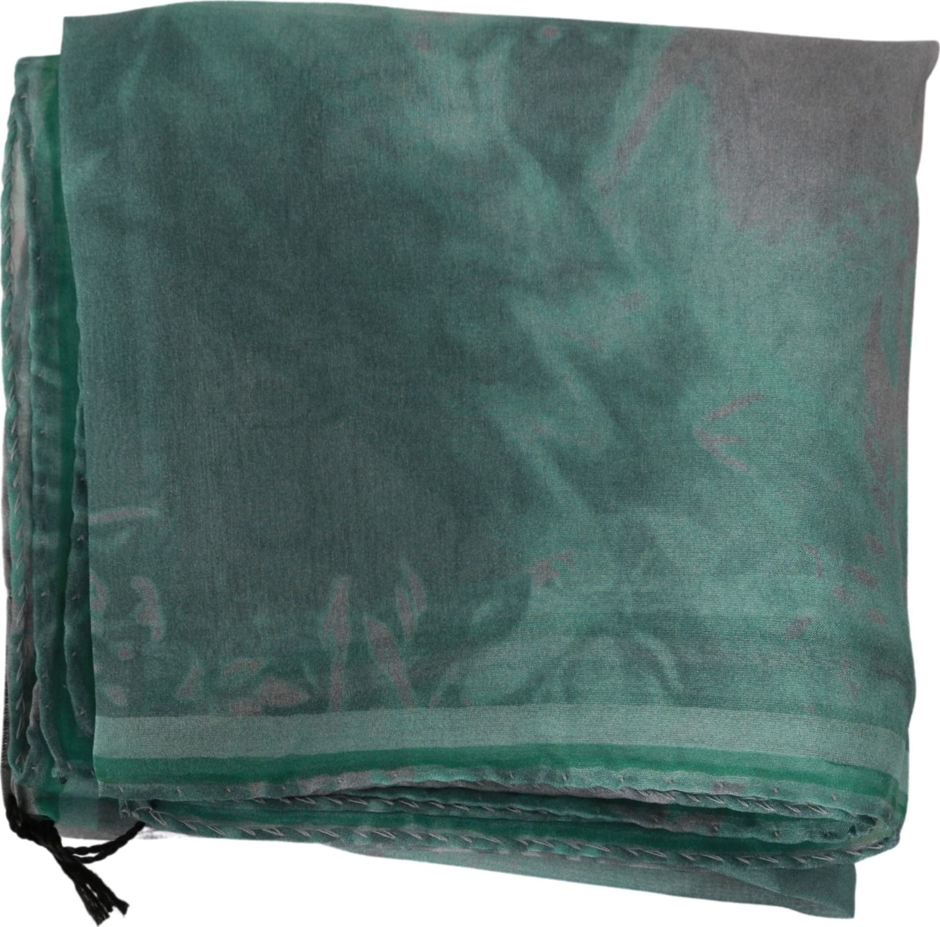Costume National Green Silk Shawl Foulard Wrap Scarf - 4