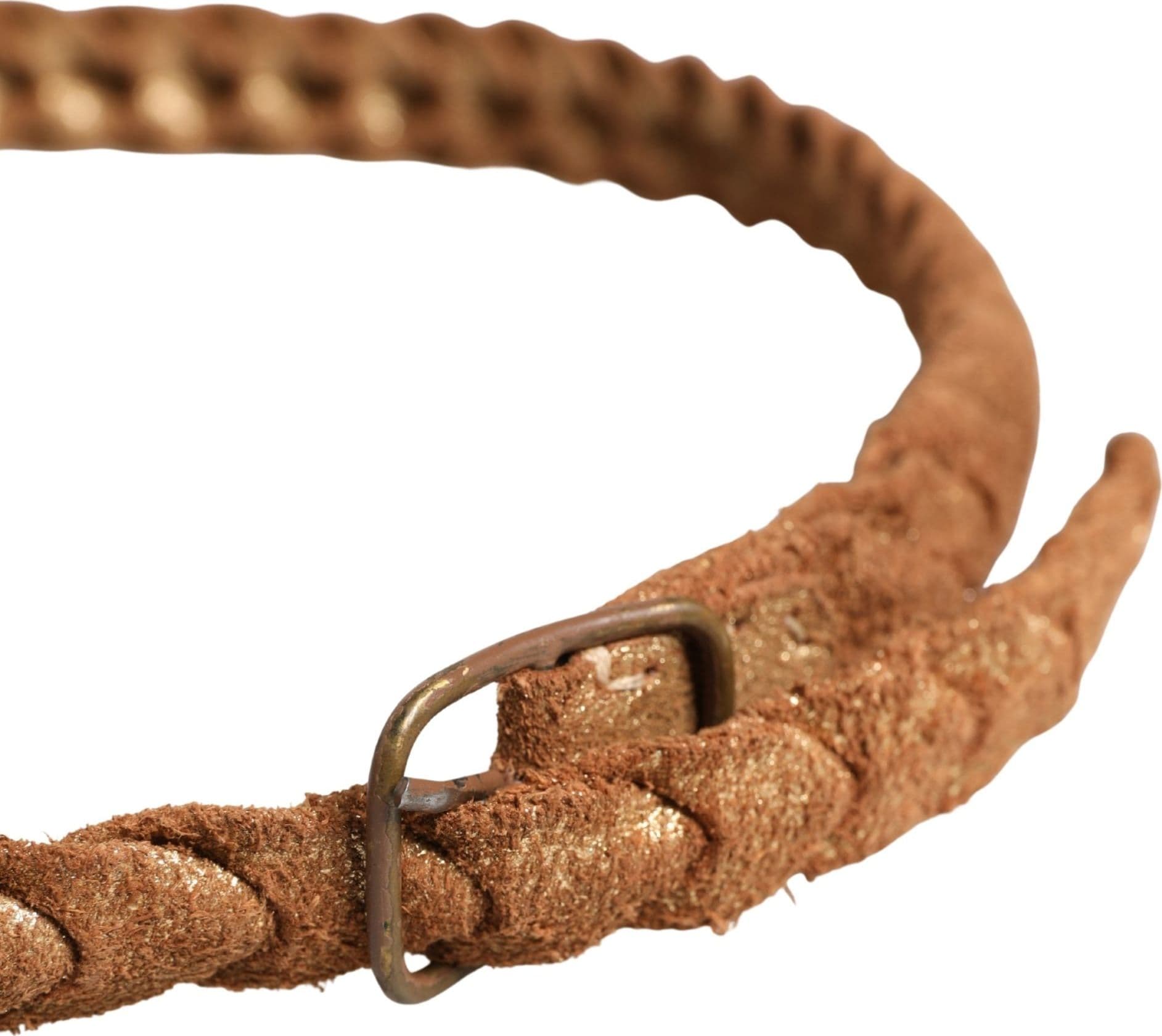 Ermanno Scervino Brown Leather Braided Metal Buckle Belt - 3