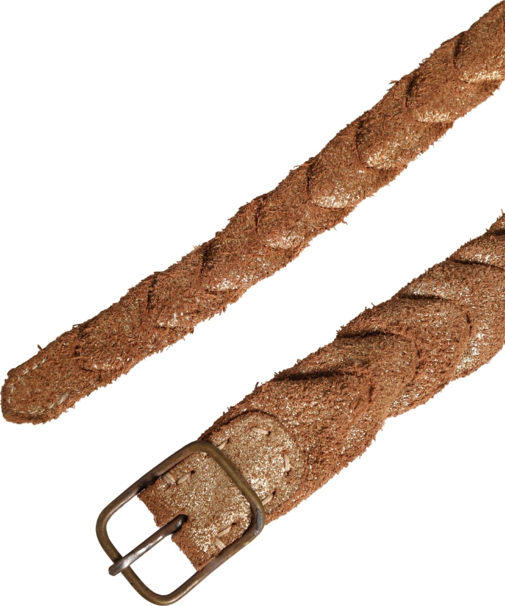 Ermanno Scervino Brown Leather Braided Metal Buckle Belt - 6
