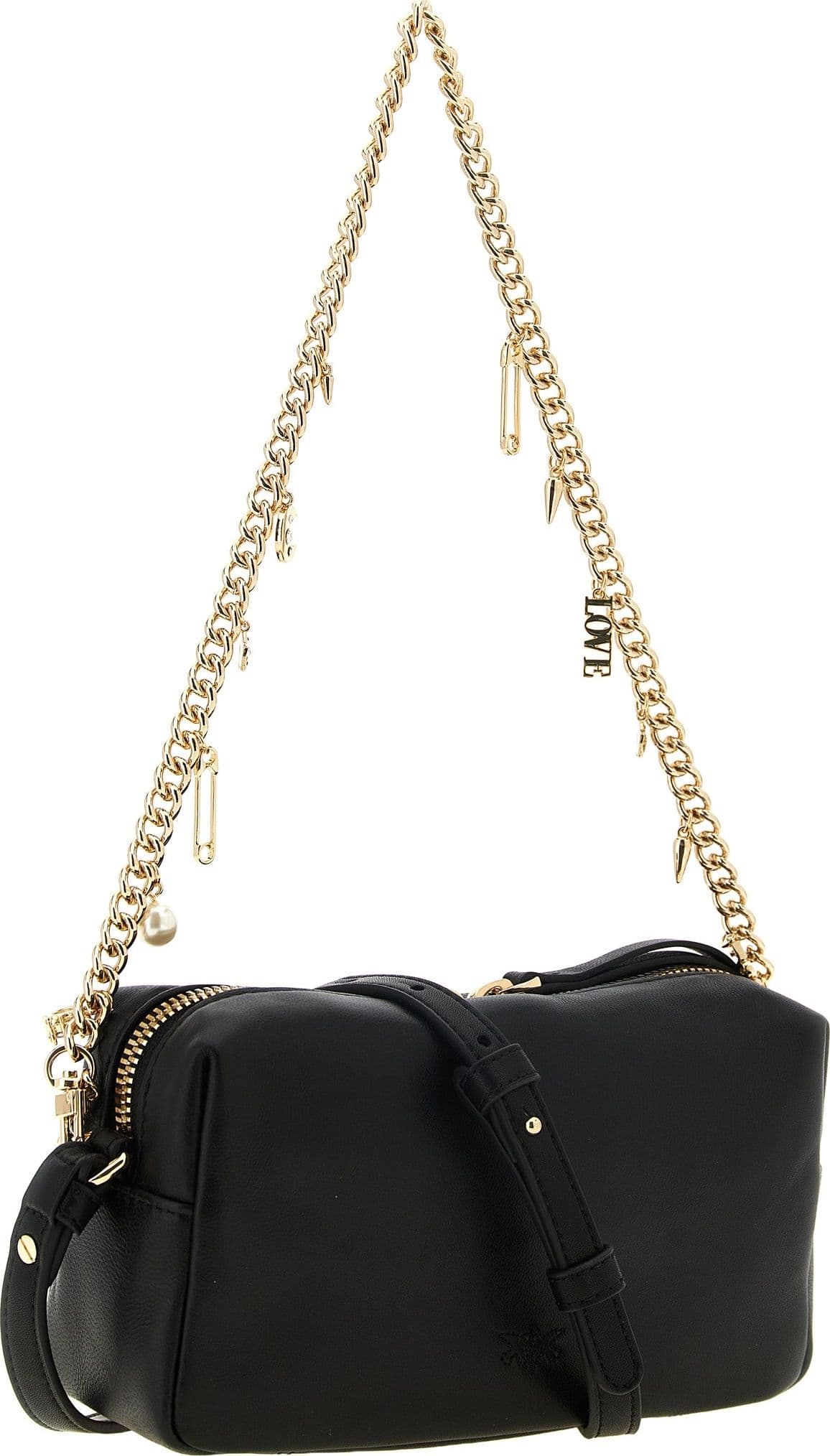 PINKO Black Lambskin Shoulder Bag - 2