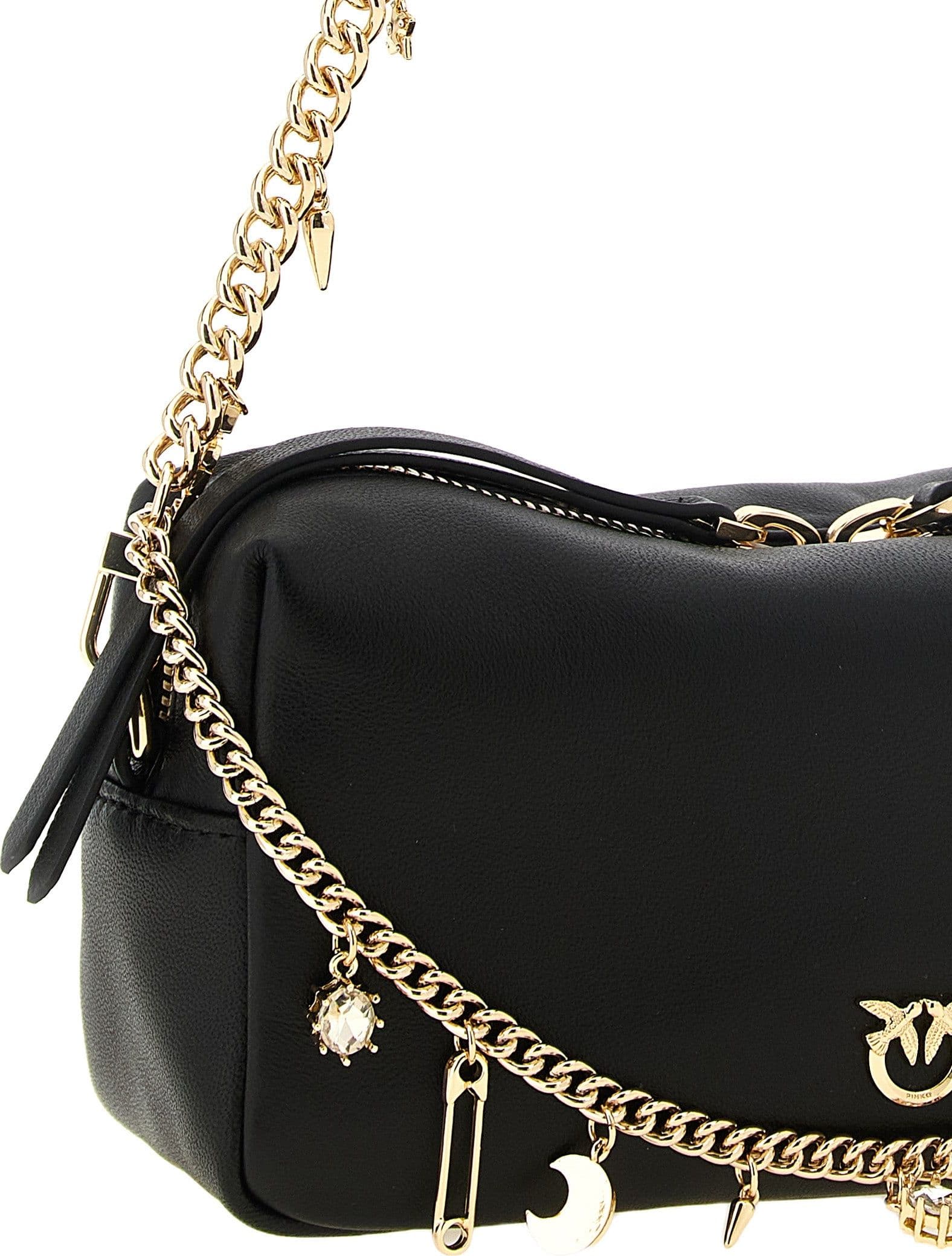 PINKO Black Lambskin Shoulder Bag - 3