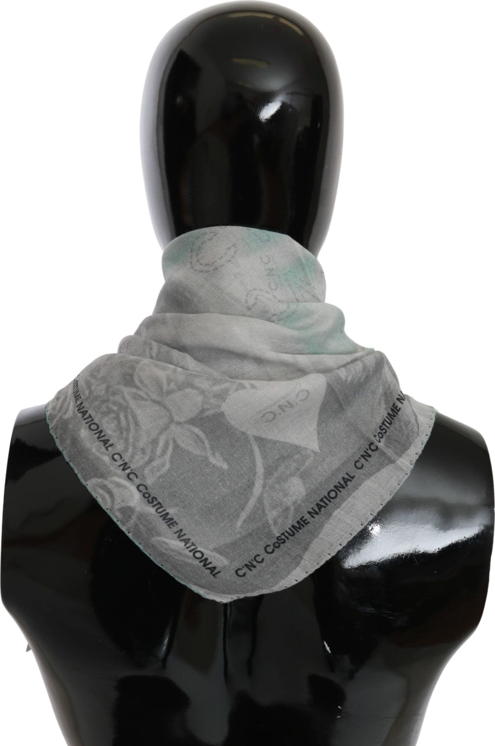 Costume National Gray Silk Shawl Foulard Wrap Scarf - 2
