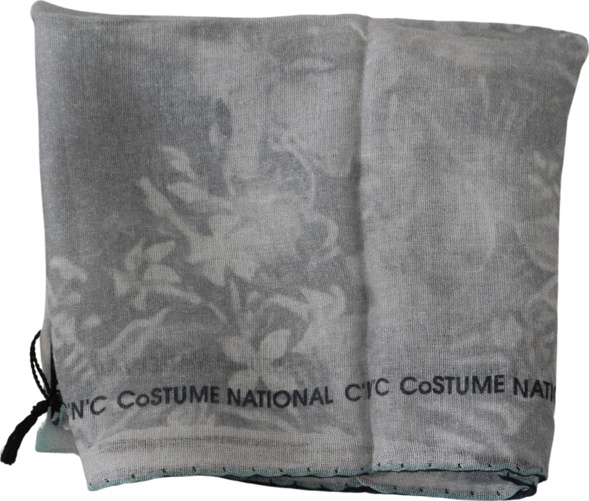 Costume National Gray Silk Shawl Foulard Wrap Scarf - 5