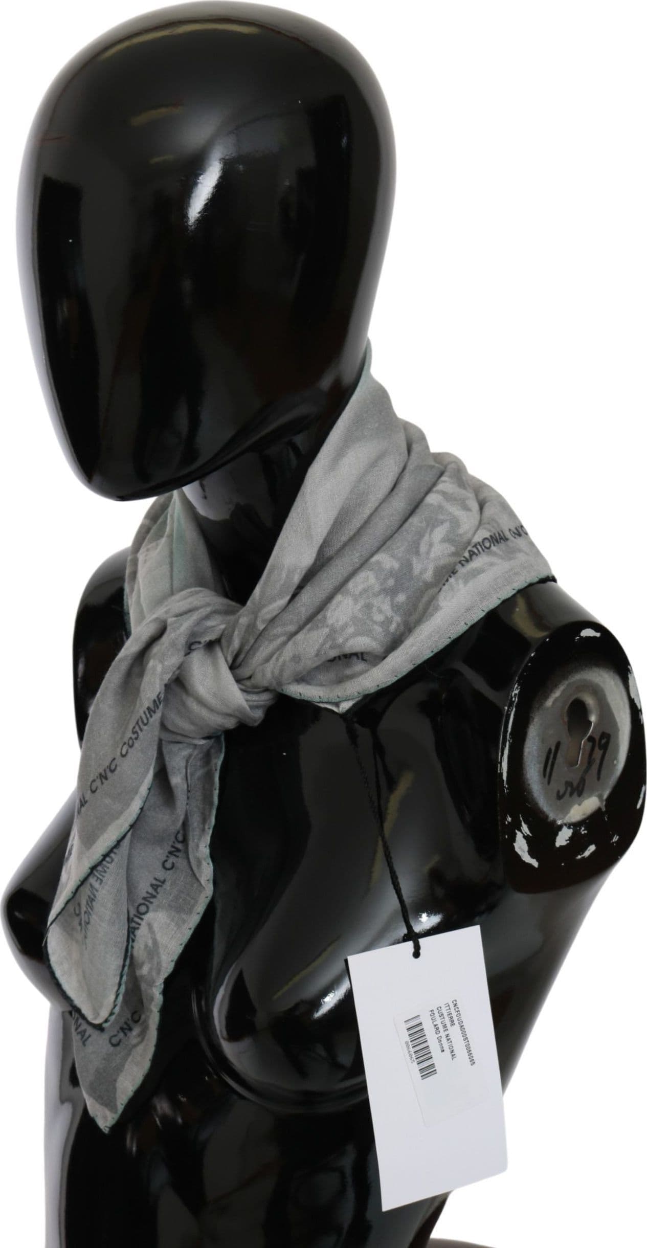 Costume National Gray Silk Shawl Foulard Wrap Scarf - 6