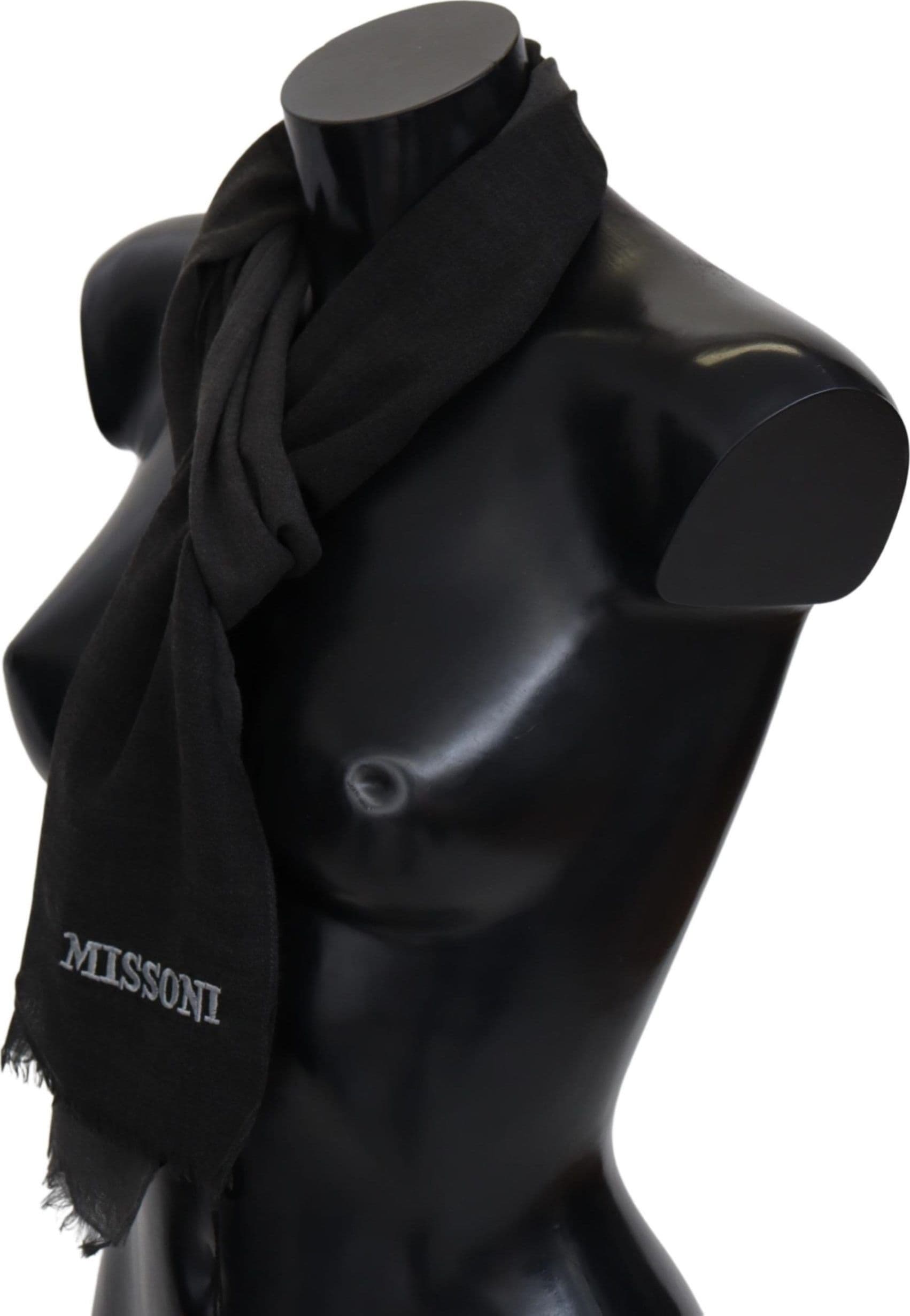 Missoni Black 100% Wool Unisex Neck Wrap Scarf - 2