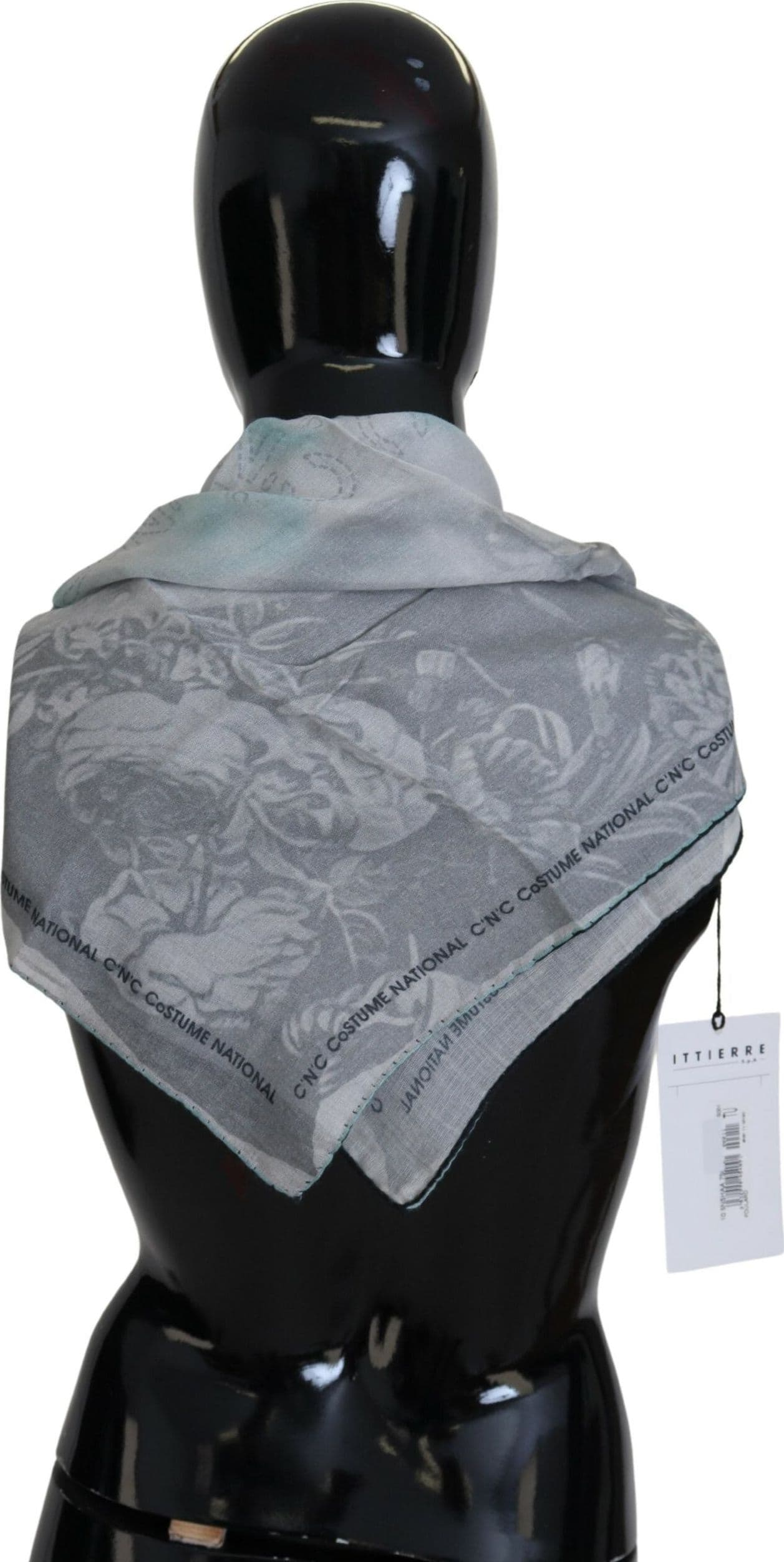 Costume National Gray Print Shawl Foulard Branded Scarf - 4