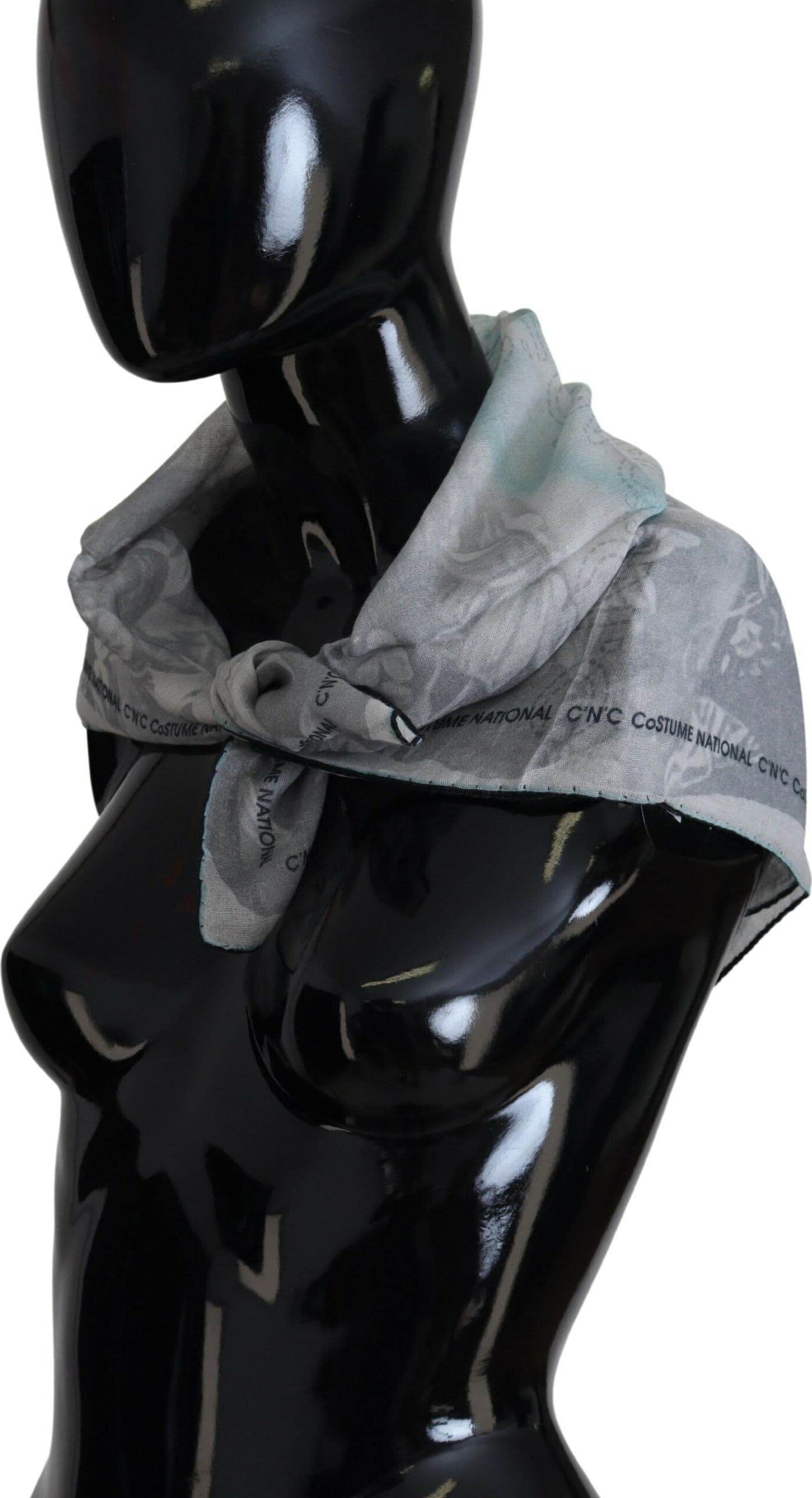 Costume National Gray Print Shawl Foulard Branded Scarf - 5