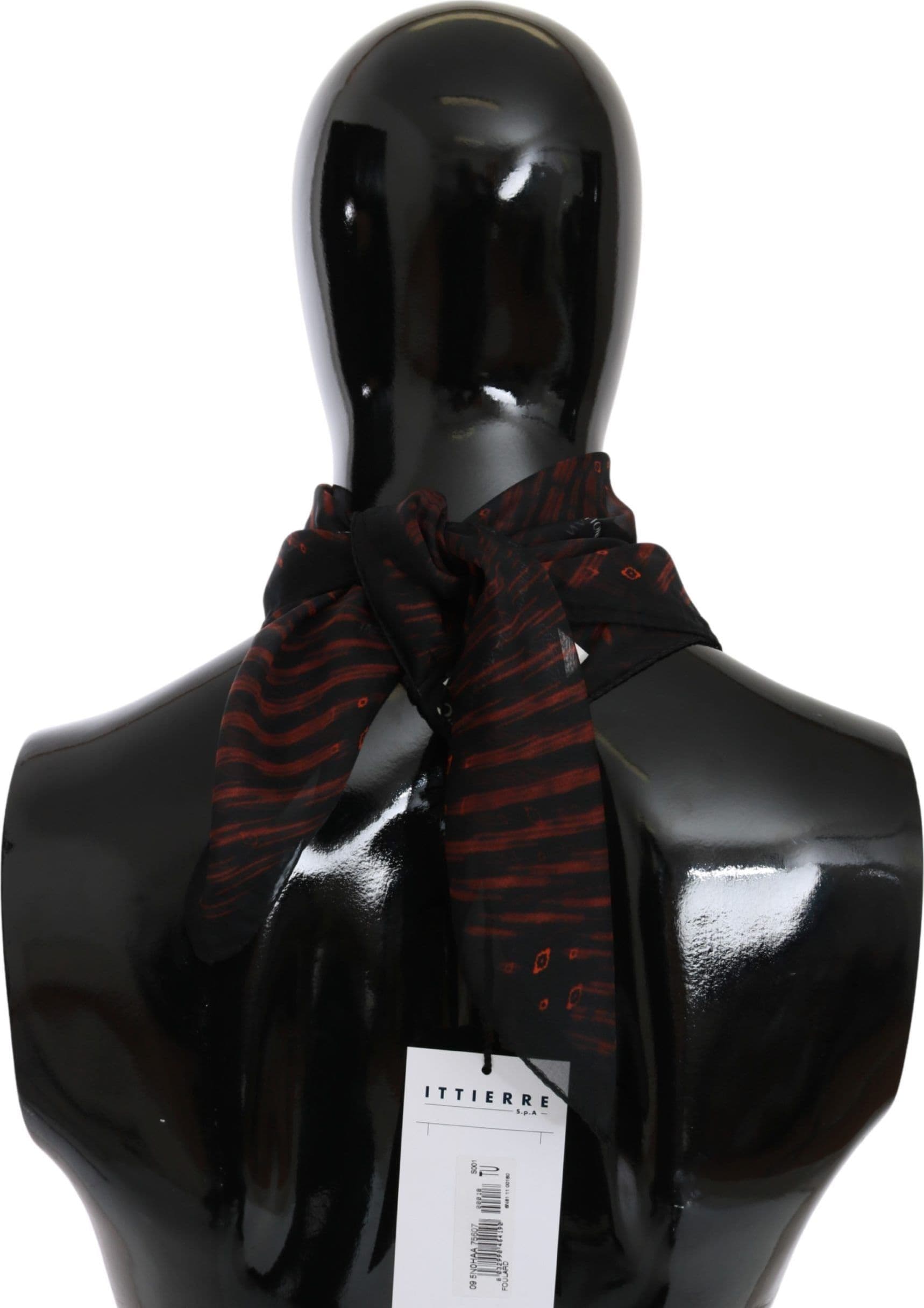 Costume National Black Orange 100% Silk Branded Scarf - 5