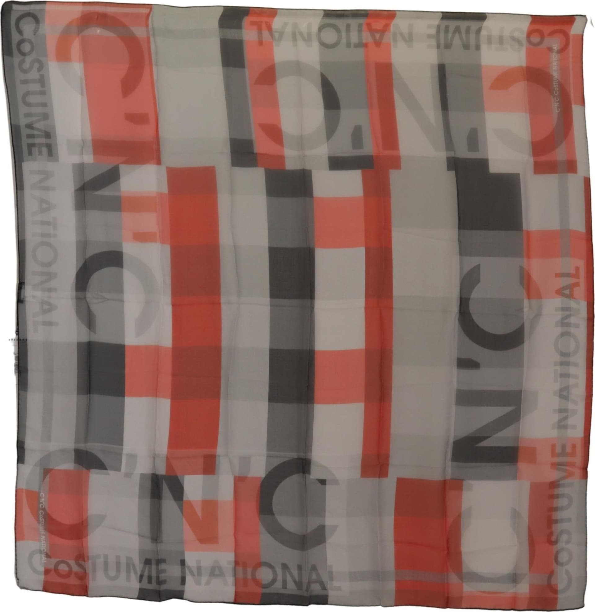 Costume National Gray Red Shawl Foulard Wrap  Scarf - 3