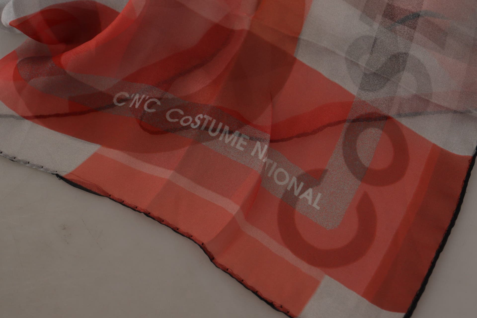 Costume National Gray Red Shawl Foulard Wrap  Scarf - 4