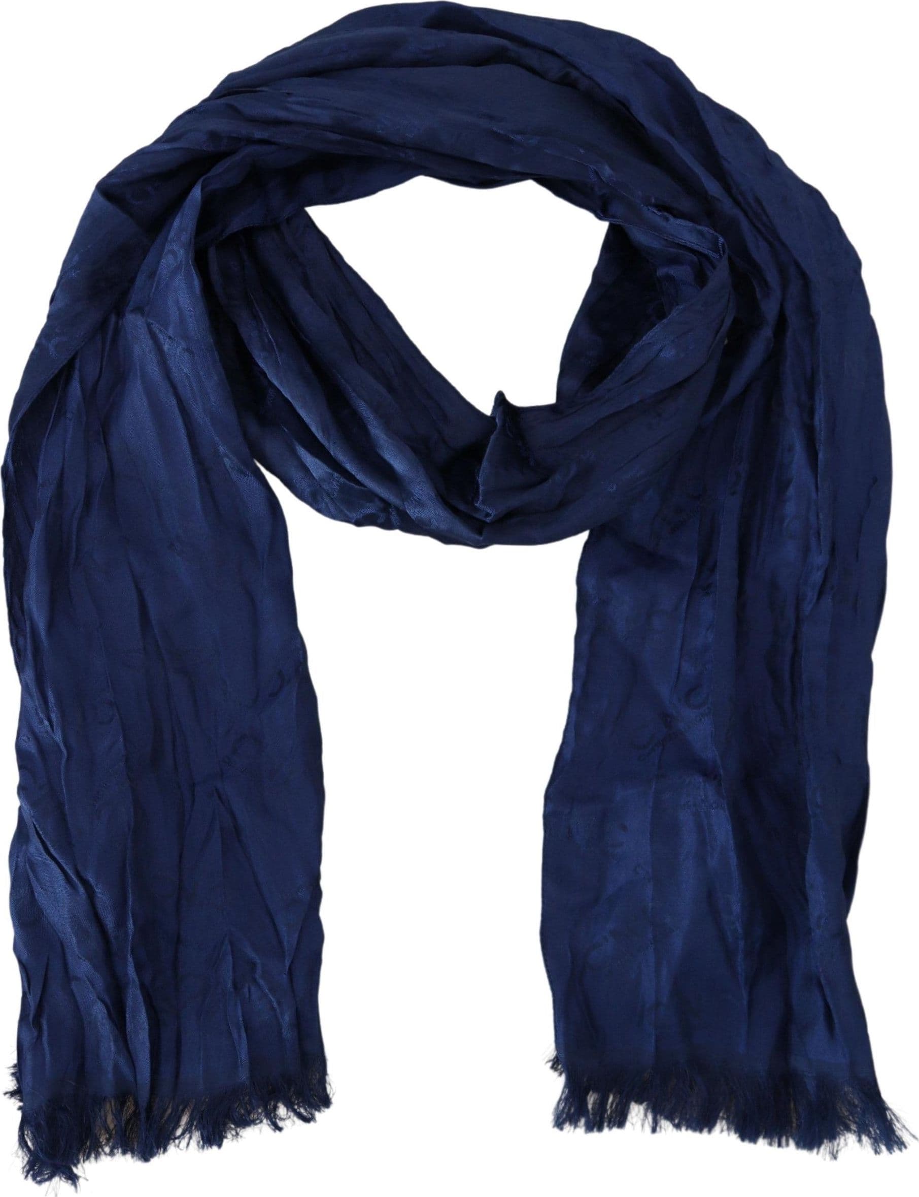 Costume National Blue Silk Shawl Foulard Fringes Scarf - 3