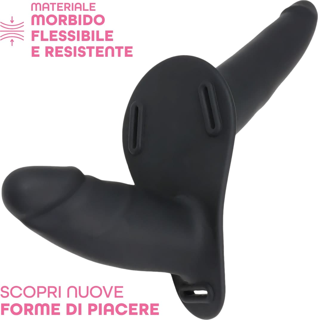 Strap On Dildo con Harness Cintura Regolabile Doppio Indossabile Sex Toy Coppia - 4