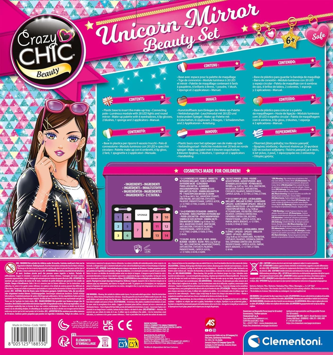 Clementoni - Crazy Chic Make-up Unicorn Specchio 18855 - 3
