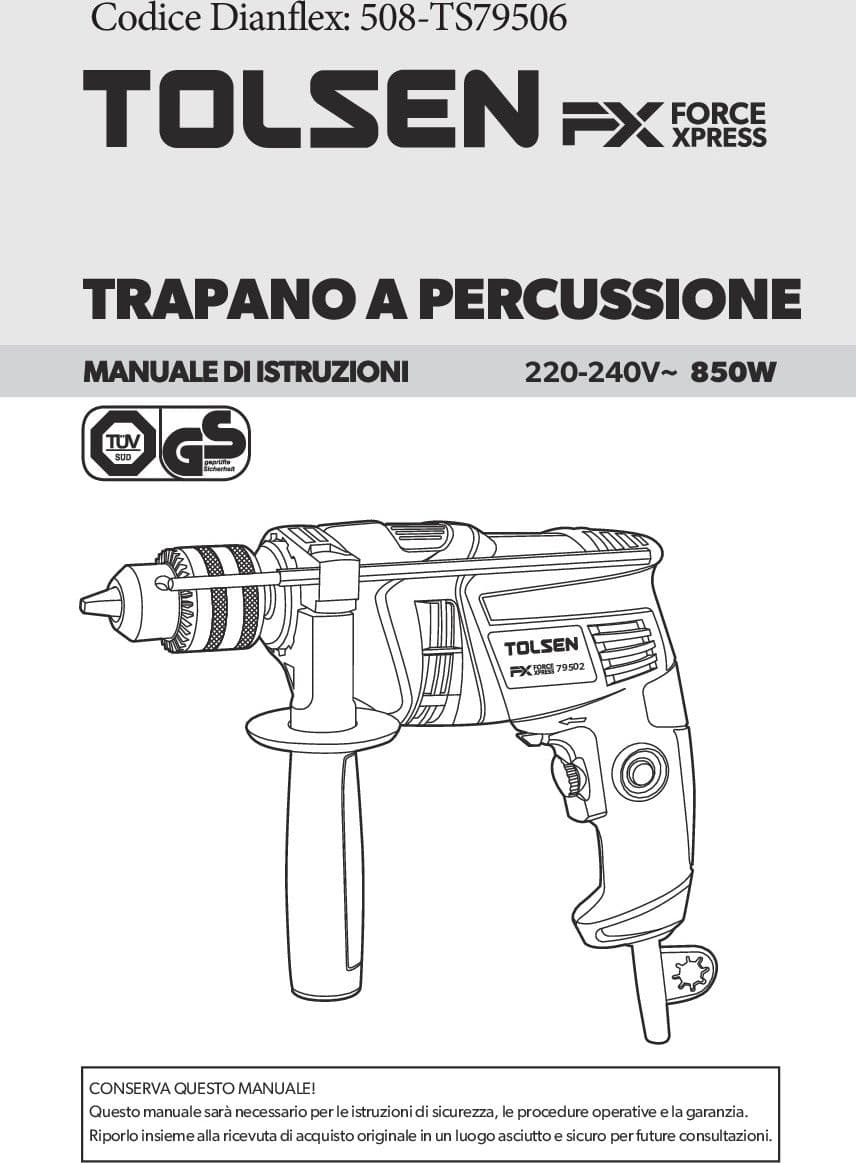 TRAPANO 850W- 850 w- TOLSE- pezzi 1 - 2