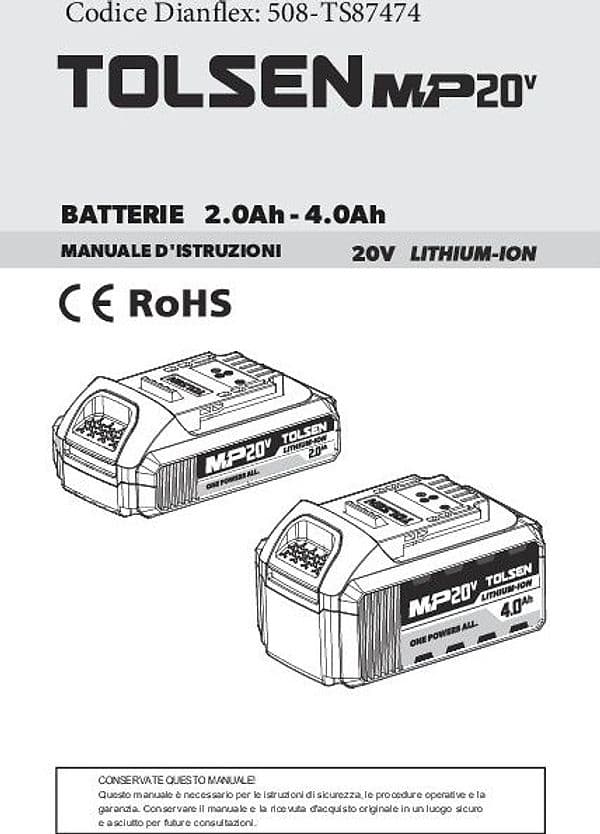 BATTERIA 20V 4.0 AH SERIE MP20V- TOLSE- pezzi 1 - 2