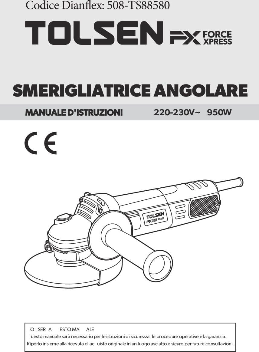 SMERIGLIATRICE ANGOLARE 950W 115 125- TOLSE- pezzi 1 - 2