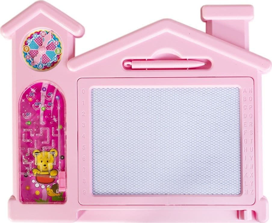 LAVAGNA MAGICA MAGNETICA CANCELLABILE BAMBINI COLORATA CON PENNA GIOCO FORMA CASETTA 31607 - 4